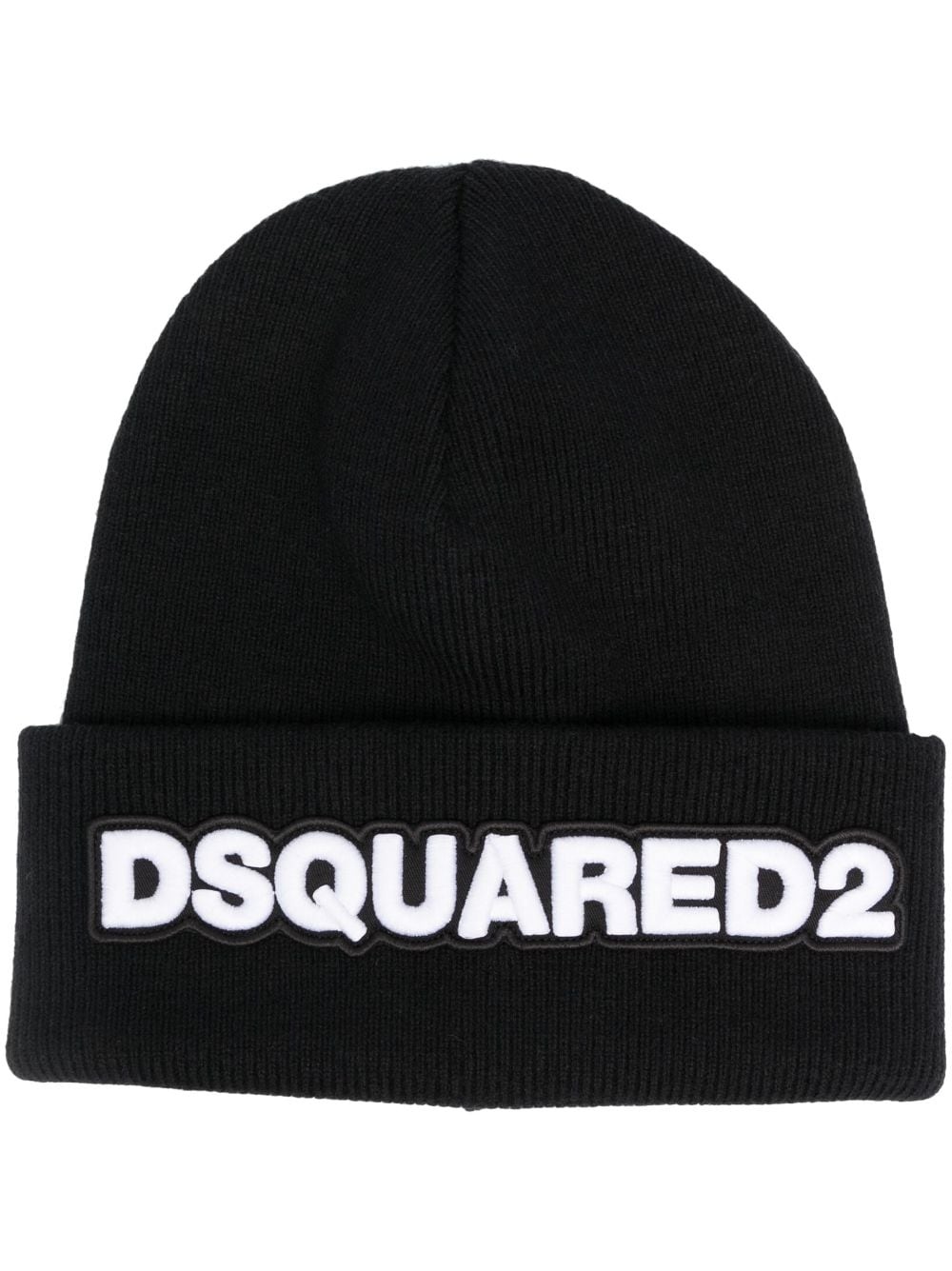 logo-patch wool beanie - 1