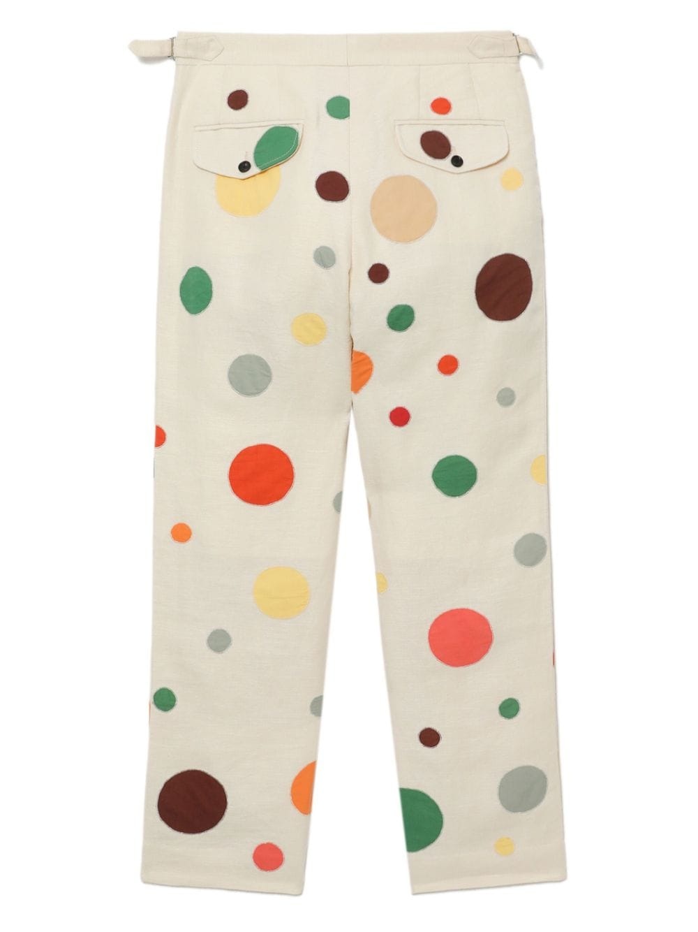 spot-print linen trousers - 6