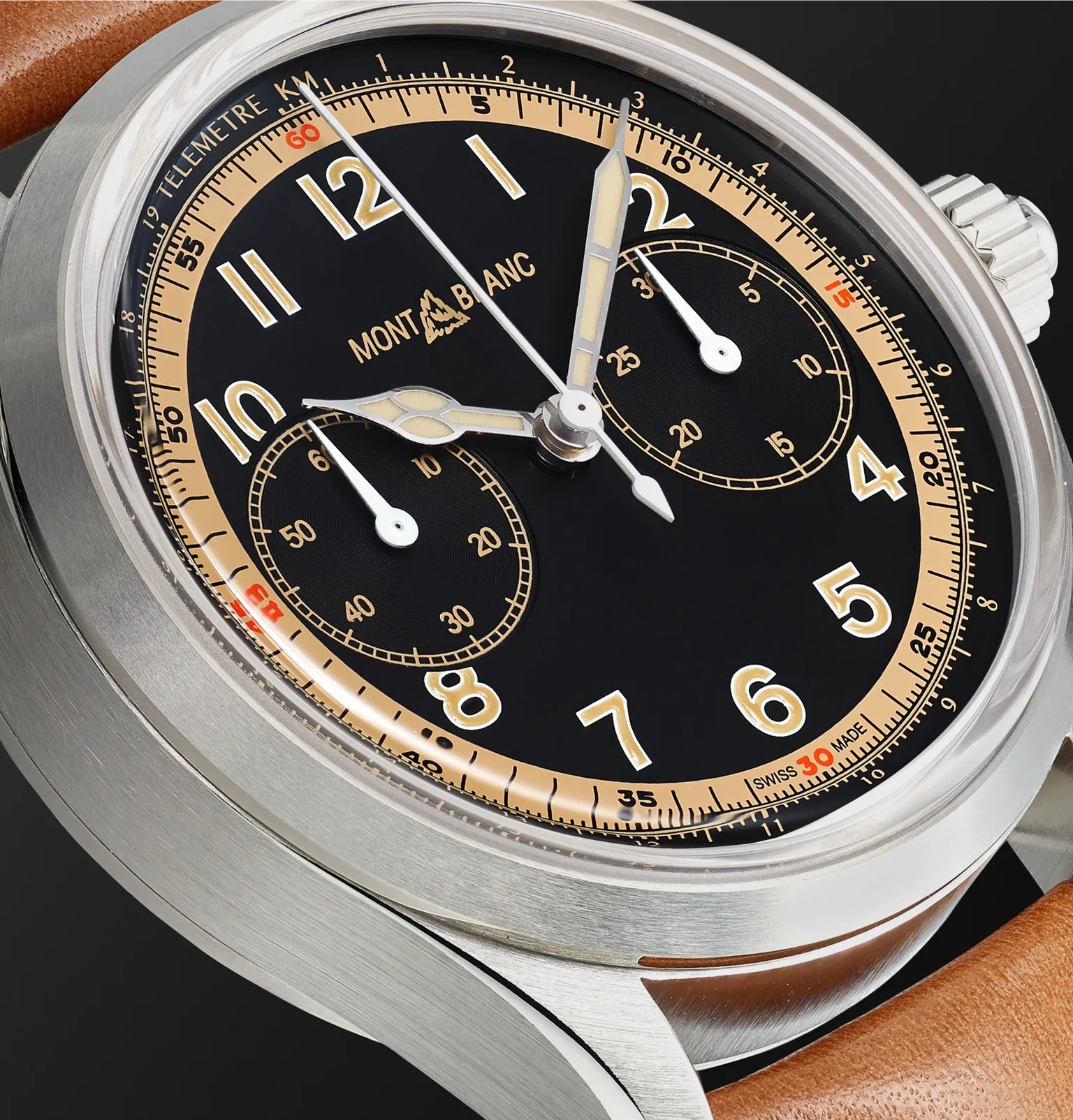 1858 Monopusher Automatic Chronograph 42mm Stainless Steel and Leather Watch, Ref. No. 125581 - 6