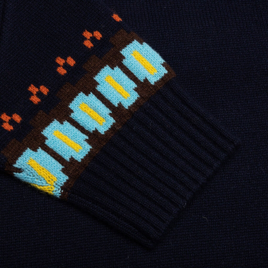 SACAI WOOL KNIT PULLOVER - NAVY - 4