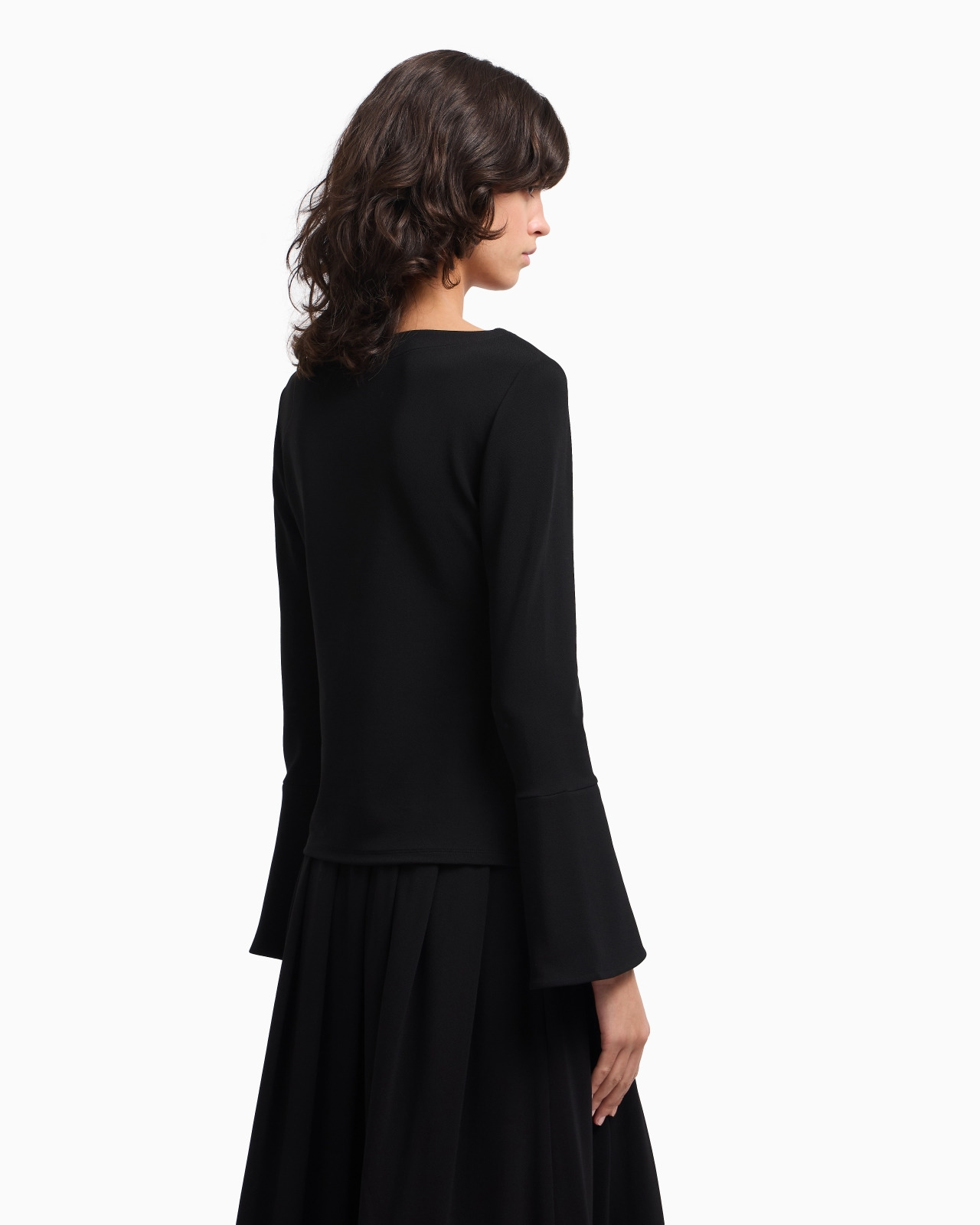 CRÊPE JERSEY TOP WITH PADDED SLEEVES - 3