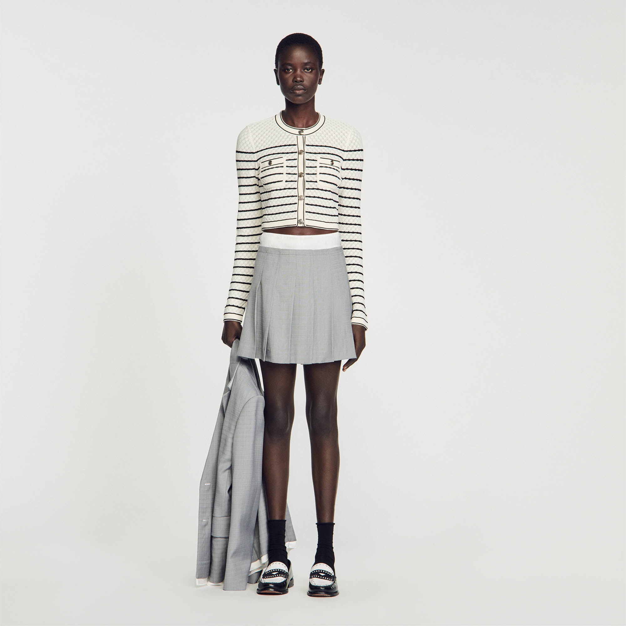 STRIPED CROPPED COATIGAN - 2