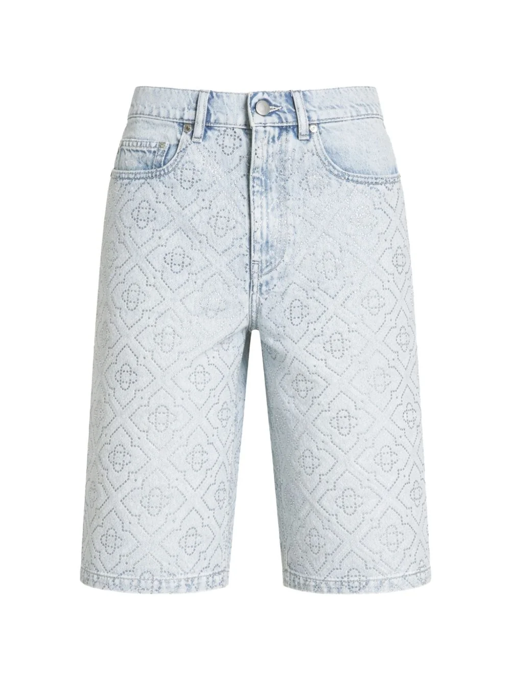 rhinestone-embellished monogram shorts - 1