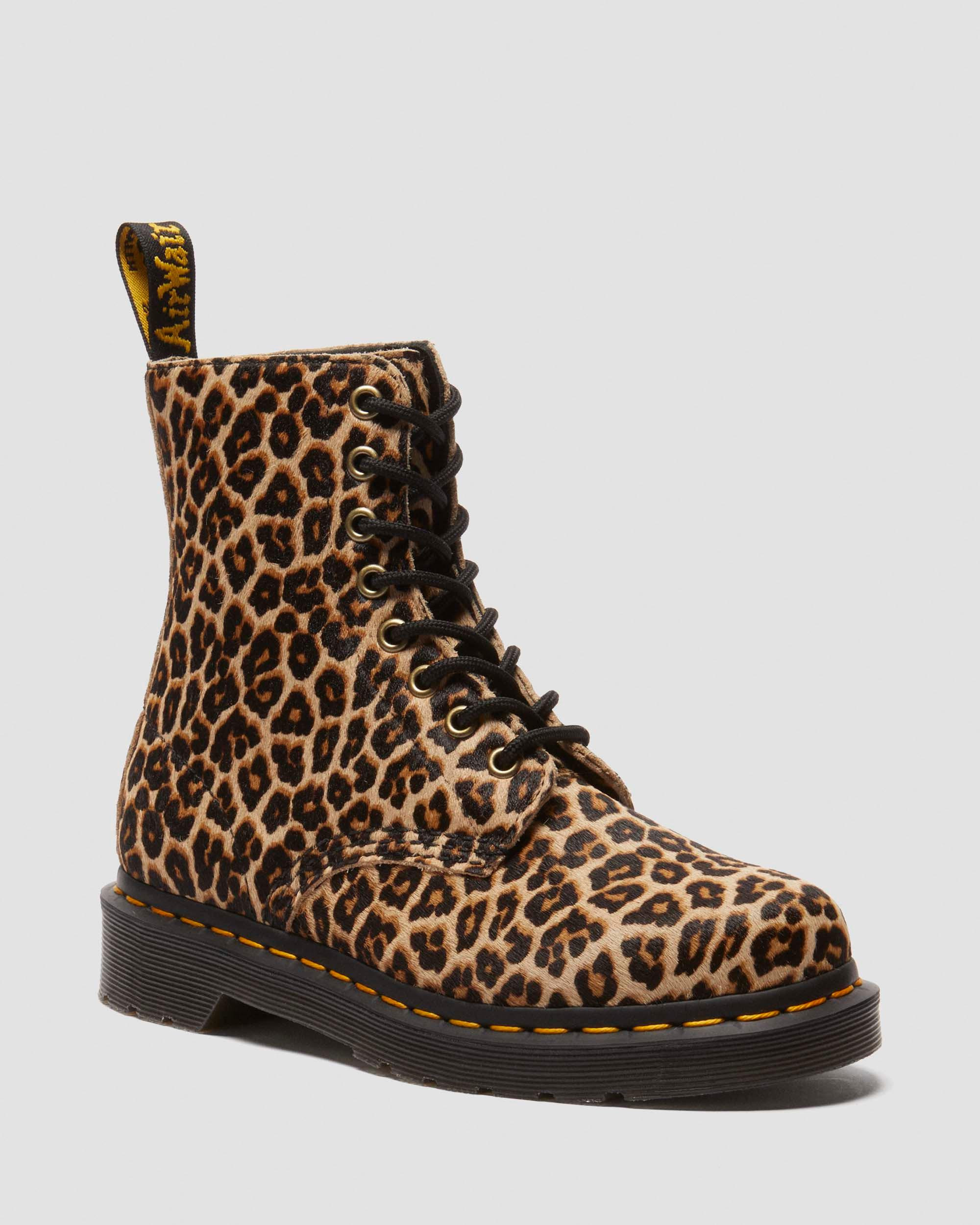 1460 Leopard Leather Lace Up Boots - 5