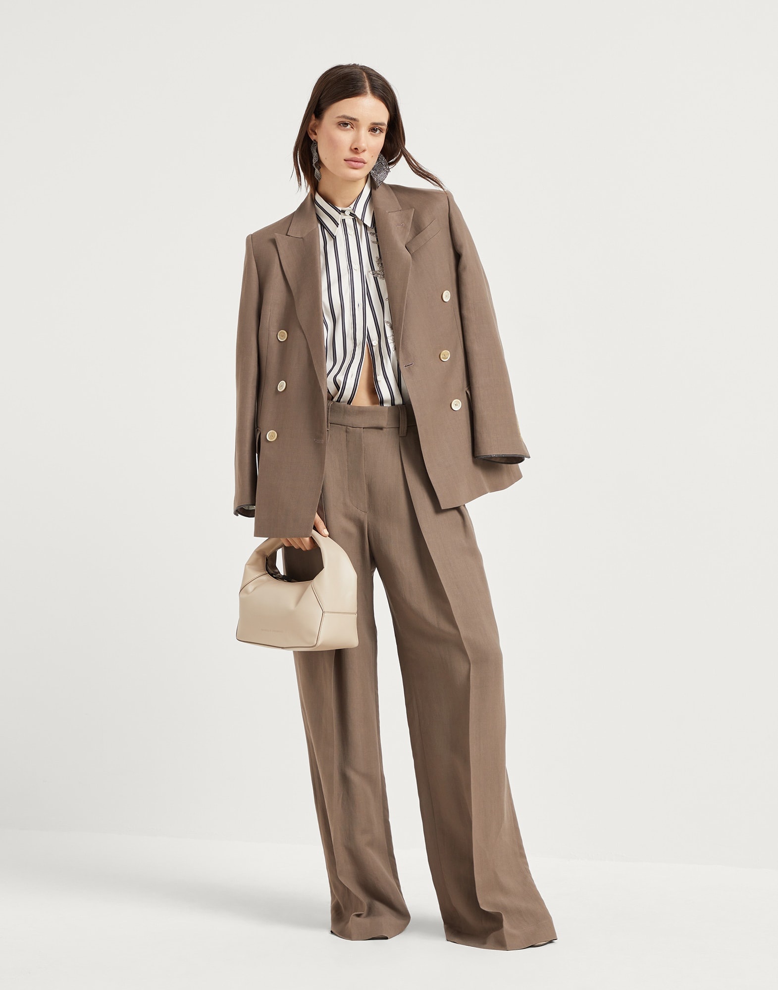 ジャケット Brunello Cucinelli Fluid Twill Jacket With Shiny Cuffs Brunello Cucinelli Viscose and linen fluid twill blazer with
