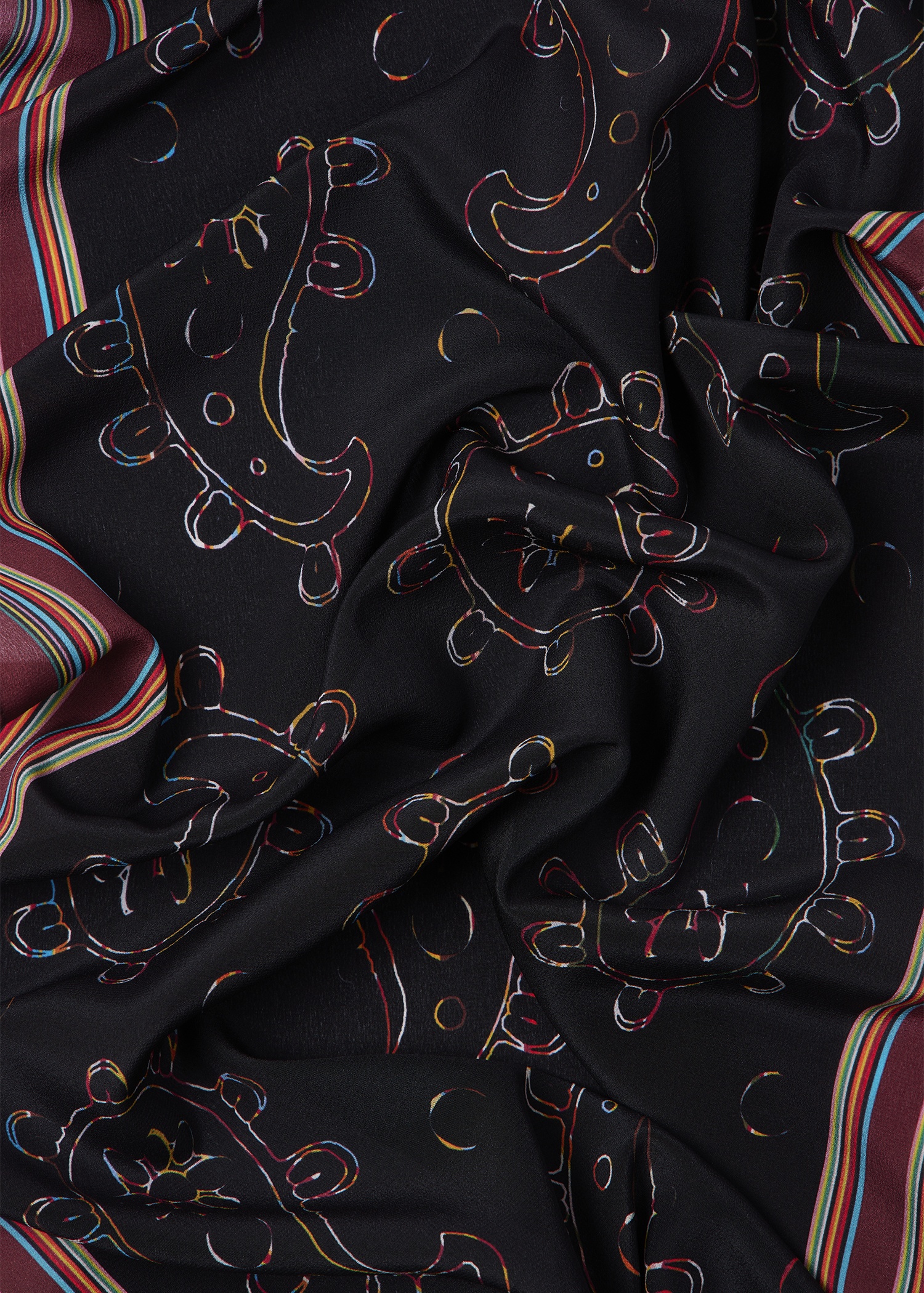Women's Black 'Signature Stripe' Paisley Print Scarf - 2