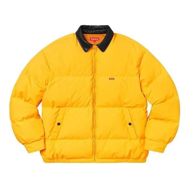 Supreme FW19 Week 12 Leather Collar Puffy Jacket 'Yellow' SUP-FW19-1029 - 1