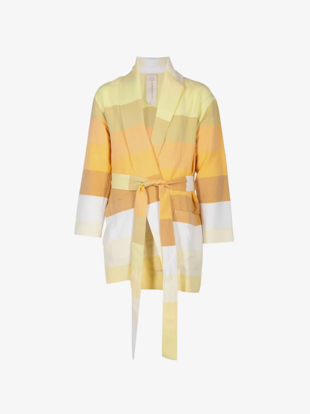 stripe-pattern belted jacket - 1