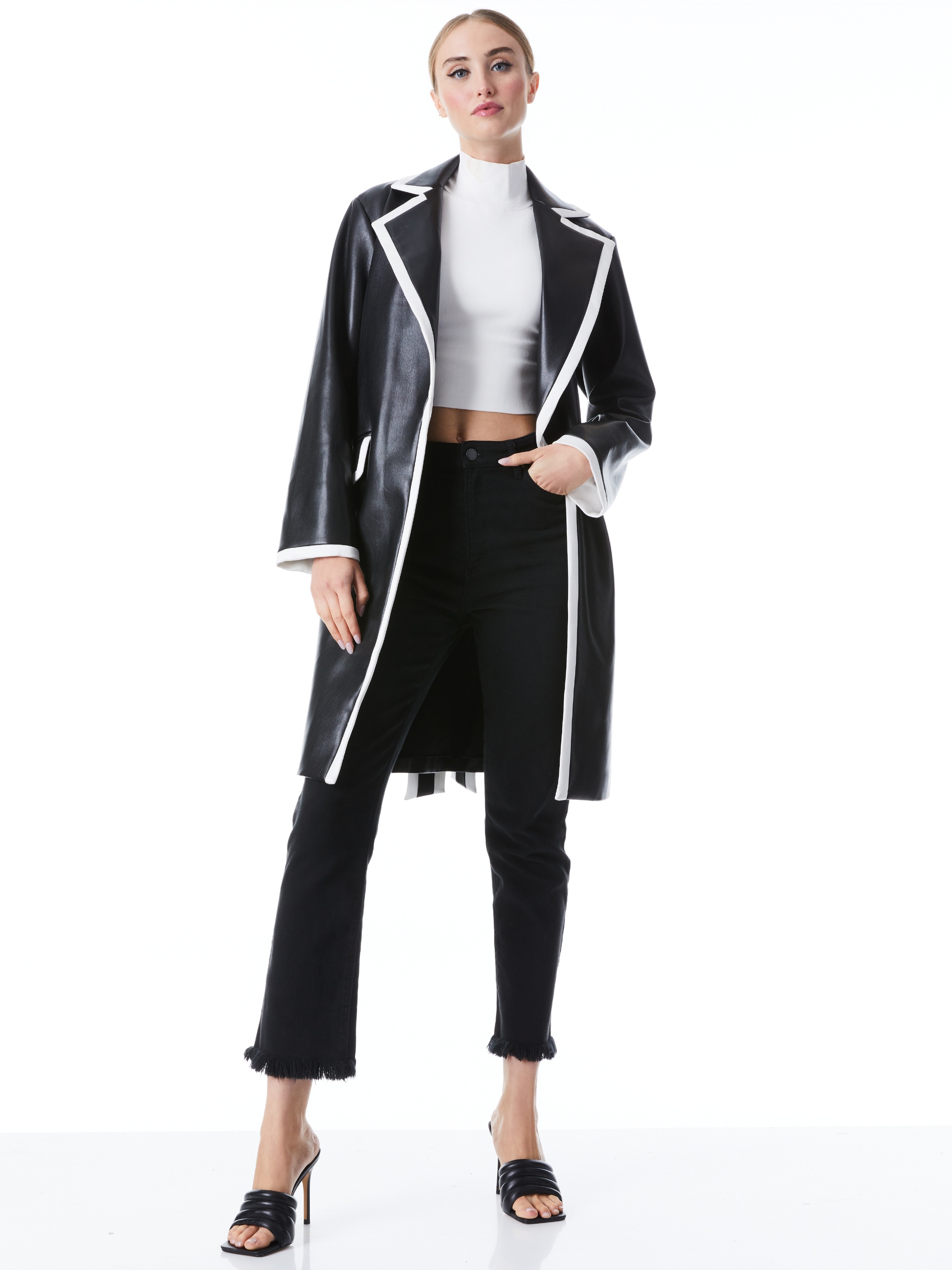 SABRA COMBINATION VEGAN LEATHER TRENCH COAT - 4