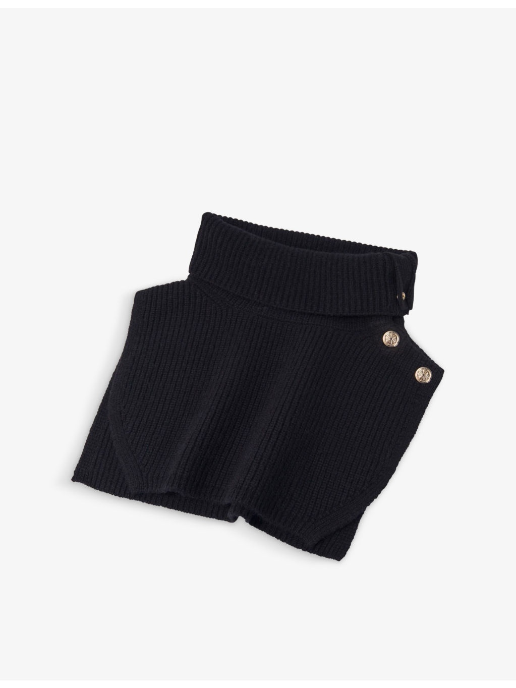 Button-embellished ribbed wool and cashmere-blend collar - 2