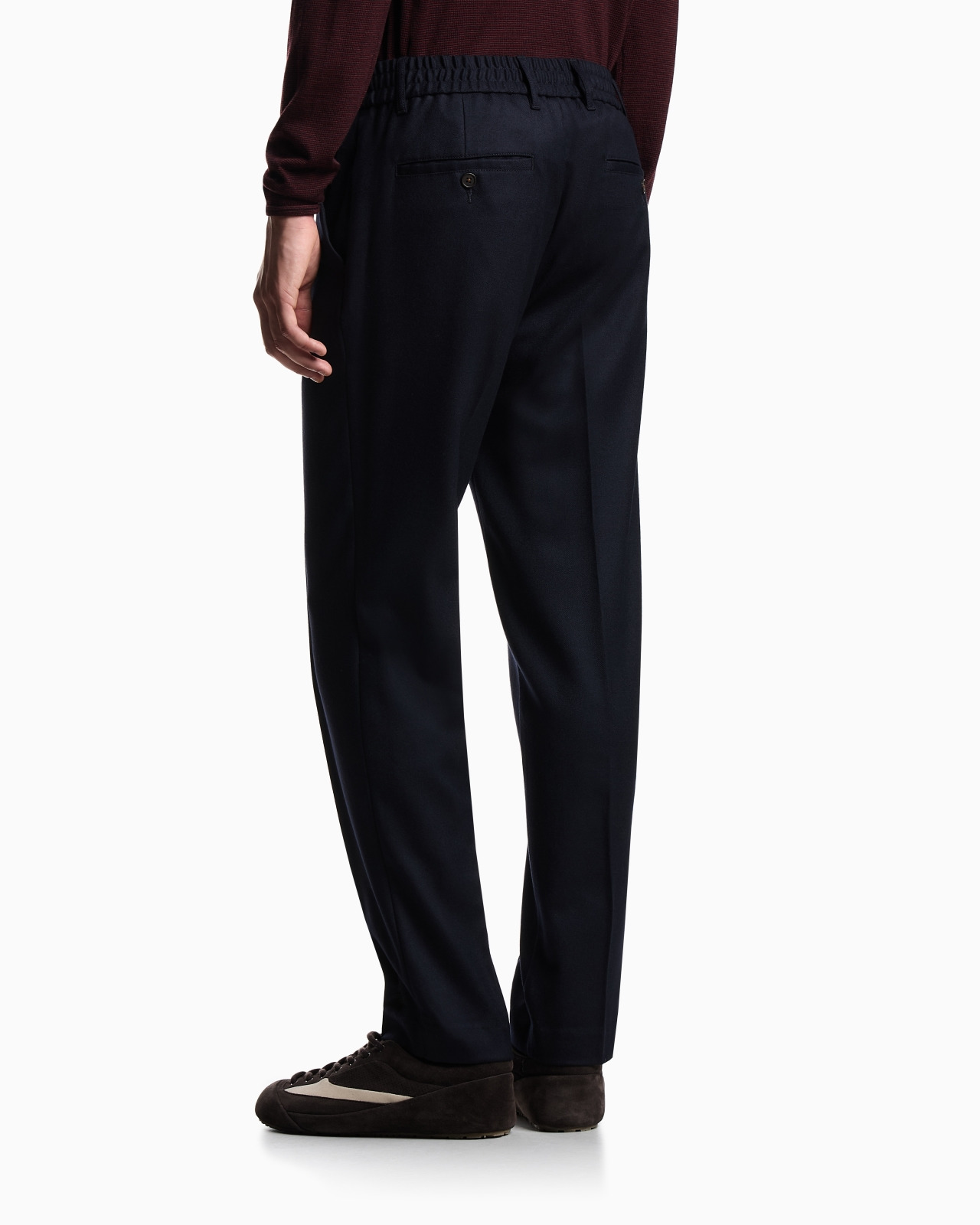 STRETCH-TWILL VIRGIN-WOOL TROUSERS WITH RIBBING - 3