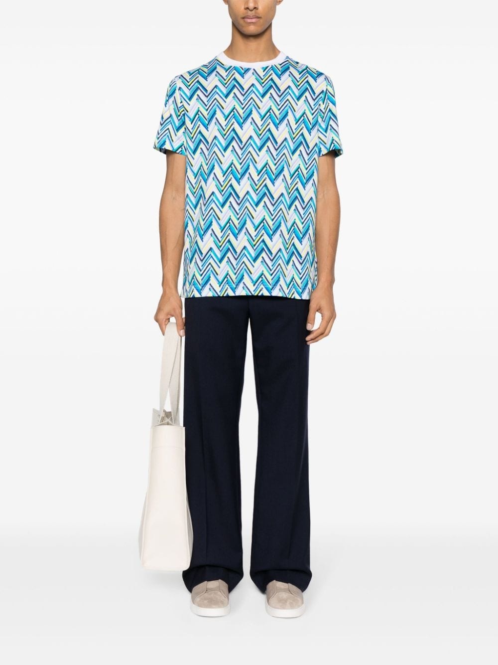 chevron-print cotton T-shirt - 2