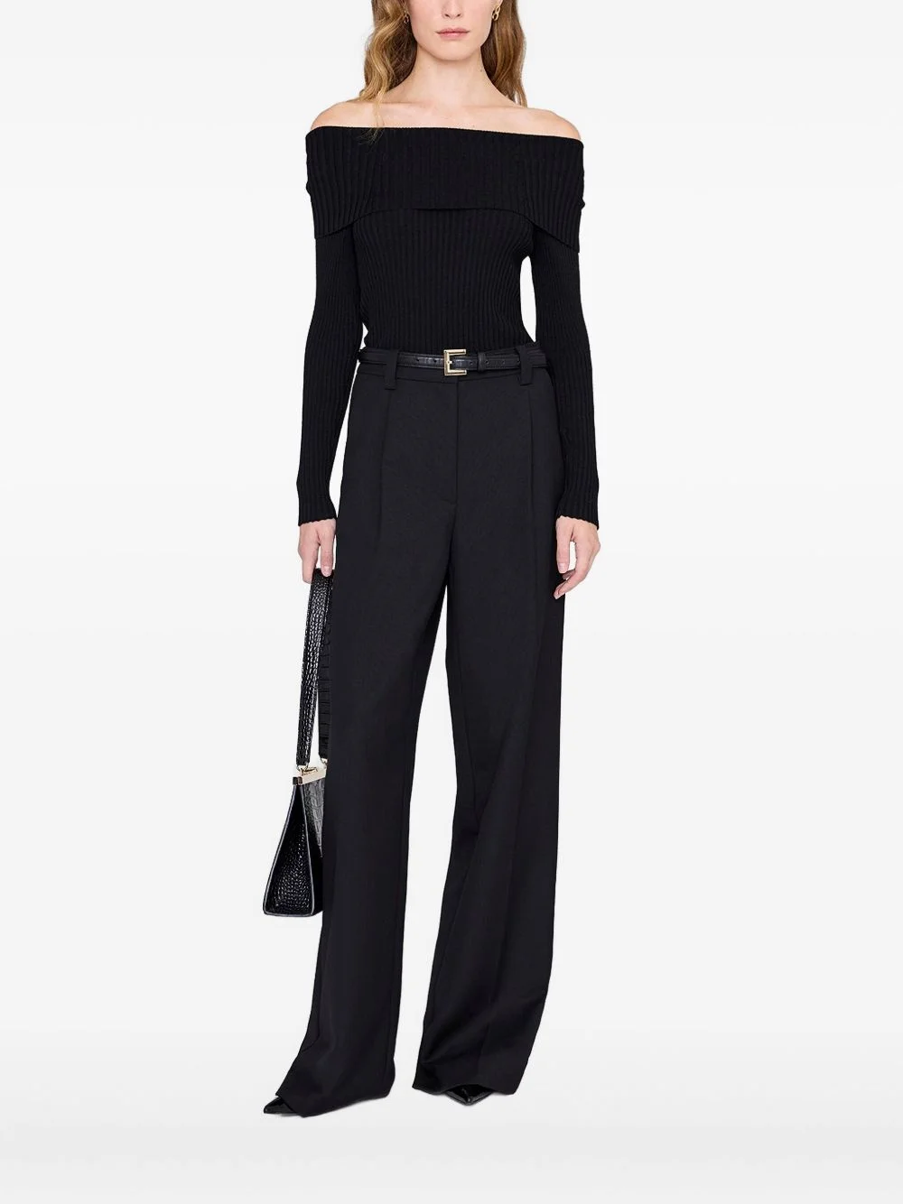 Kira off-shoulder ribbed sweater - 1