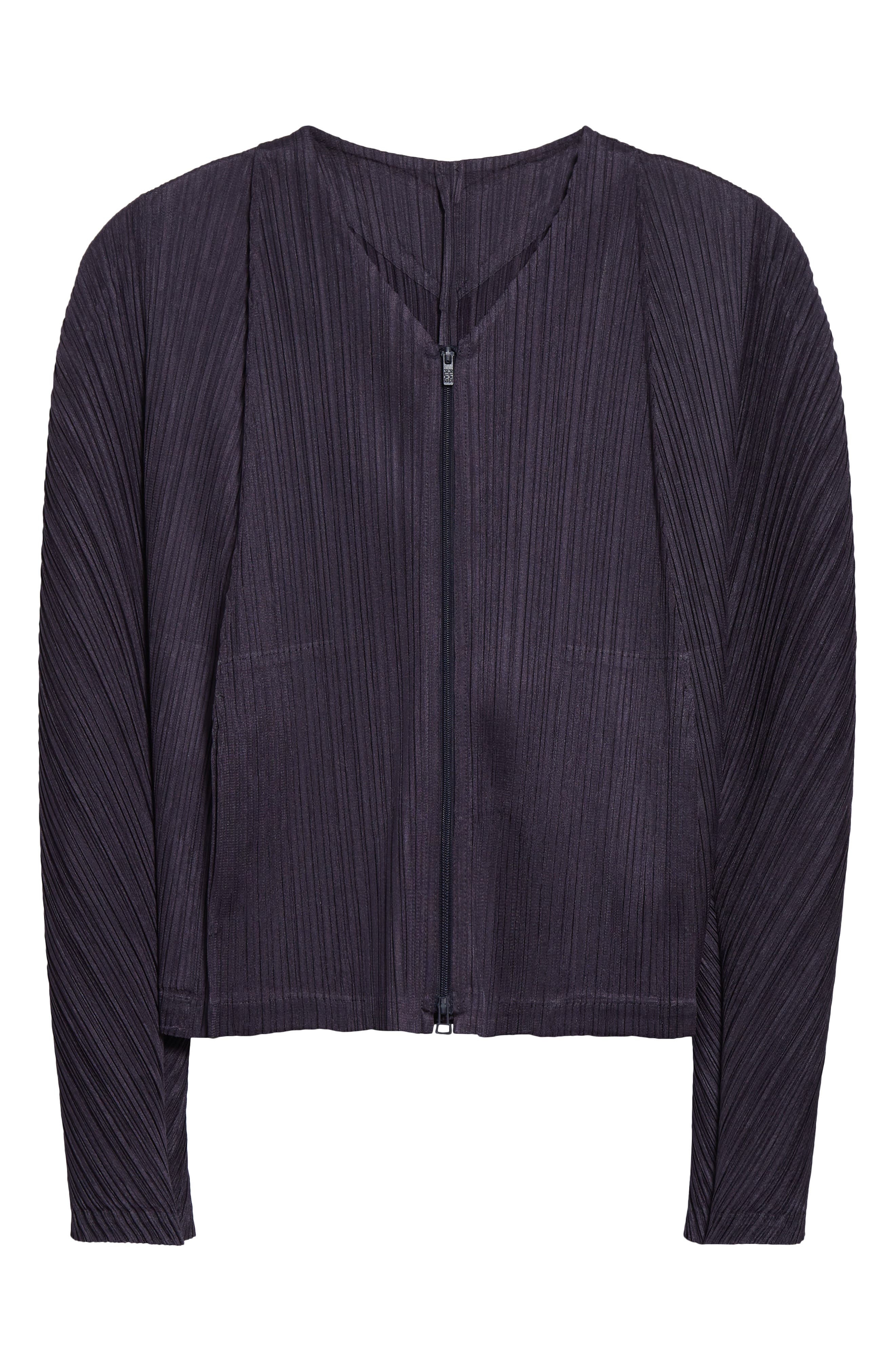 Pleats Please Issey Miyake Lantern Pleated Cardigan in Blue Black at Nordstrom - 6