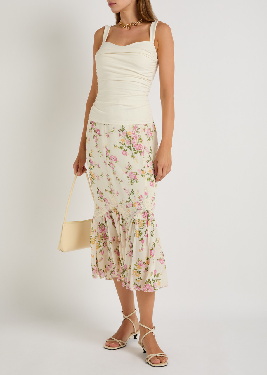 Reformation Trish Ruched Stretch-cotton top - 4