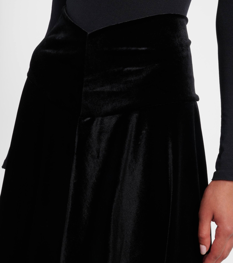 Flared pleated velvet midi skirt 4