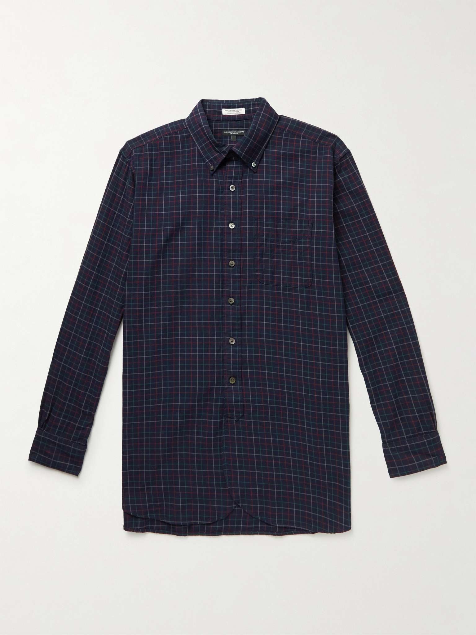 Button-Down Collar Checked Cotton Shirt - 1