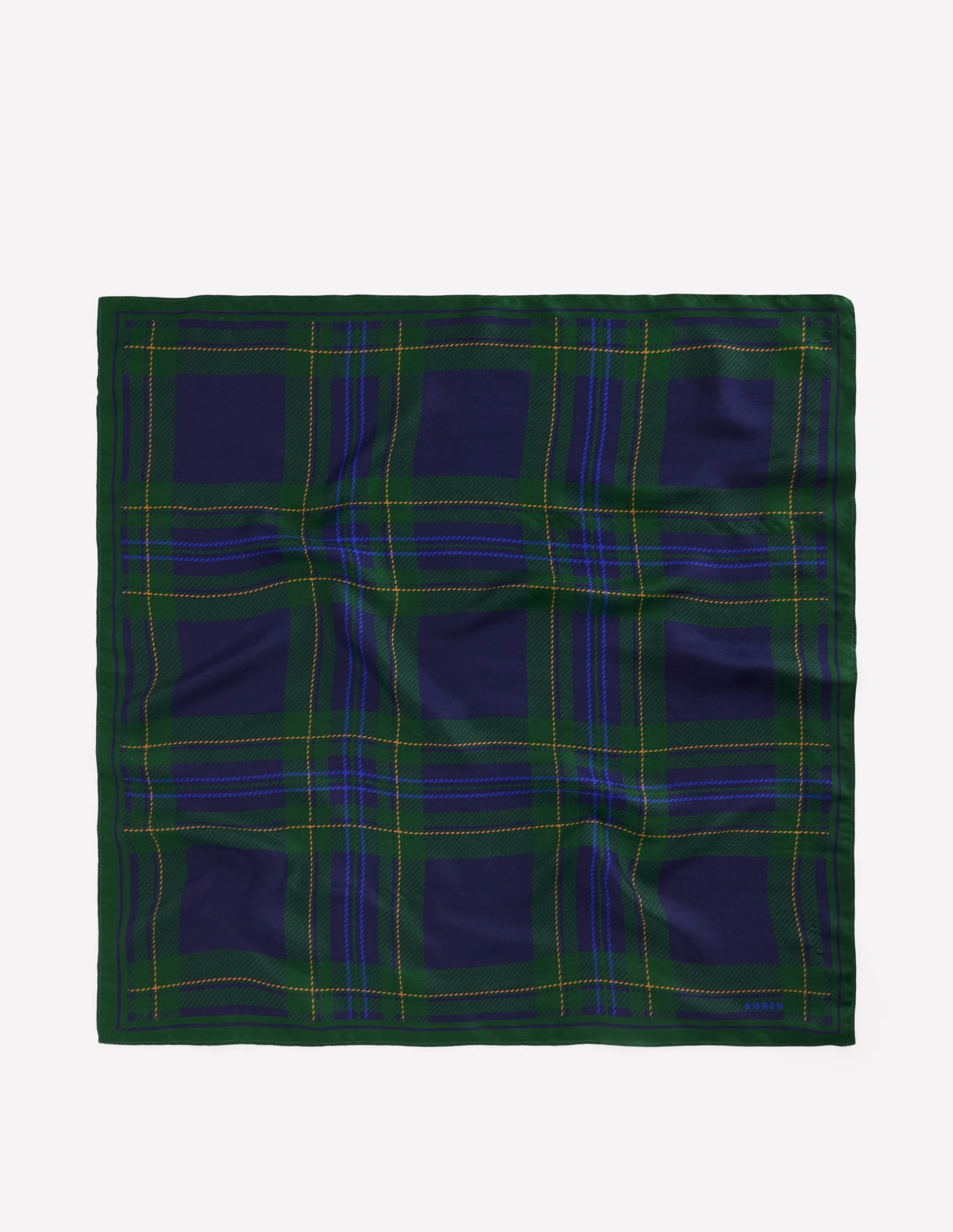 Elisabeth Silk Square Scarf-Navy, Tartan - 1