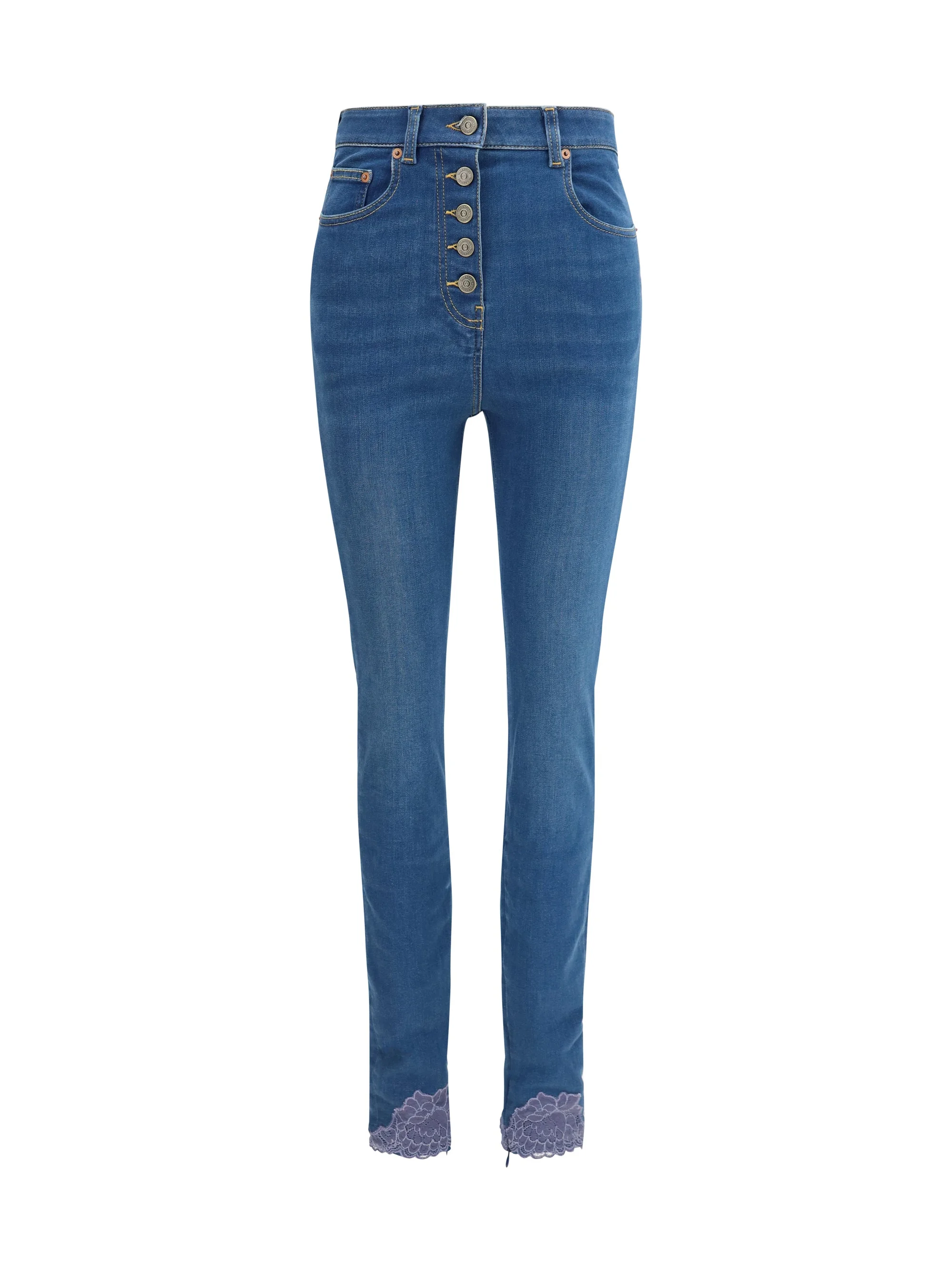 Valentino Fitted Jeans with Lace Details Medium Blue - 1