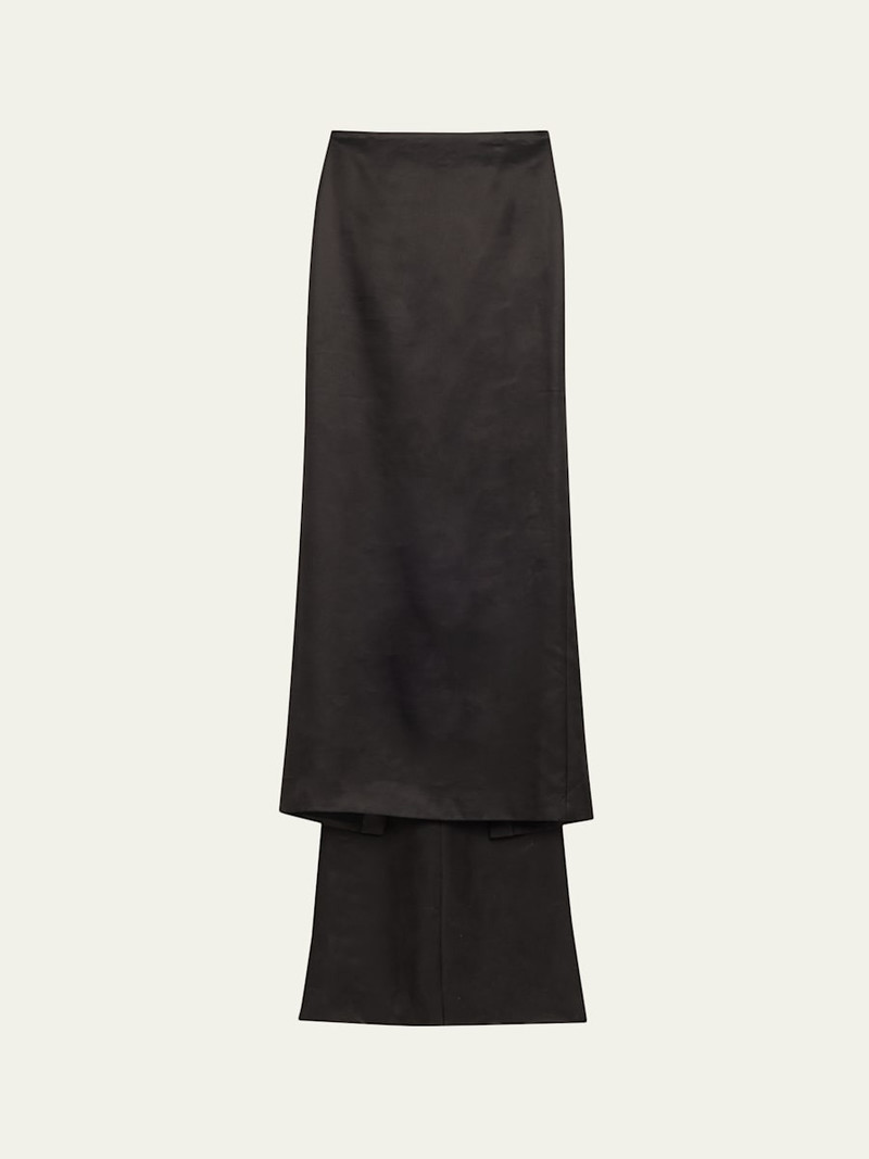 Monroe Wool-Silk Train Maxi Skirt 1
