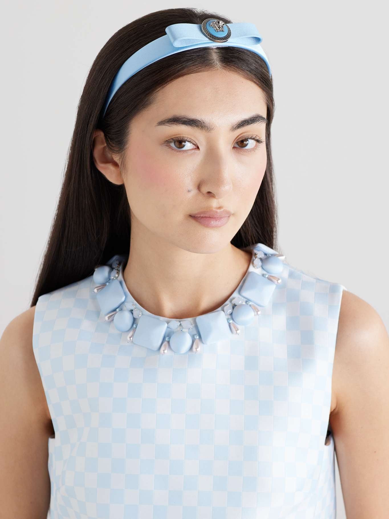 VERSACE Gianni Ribbon embellished satin headband