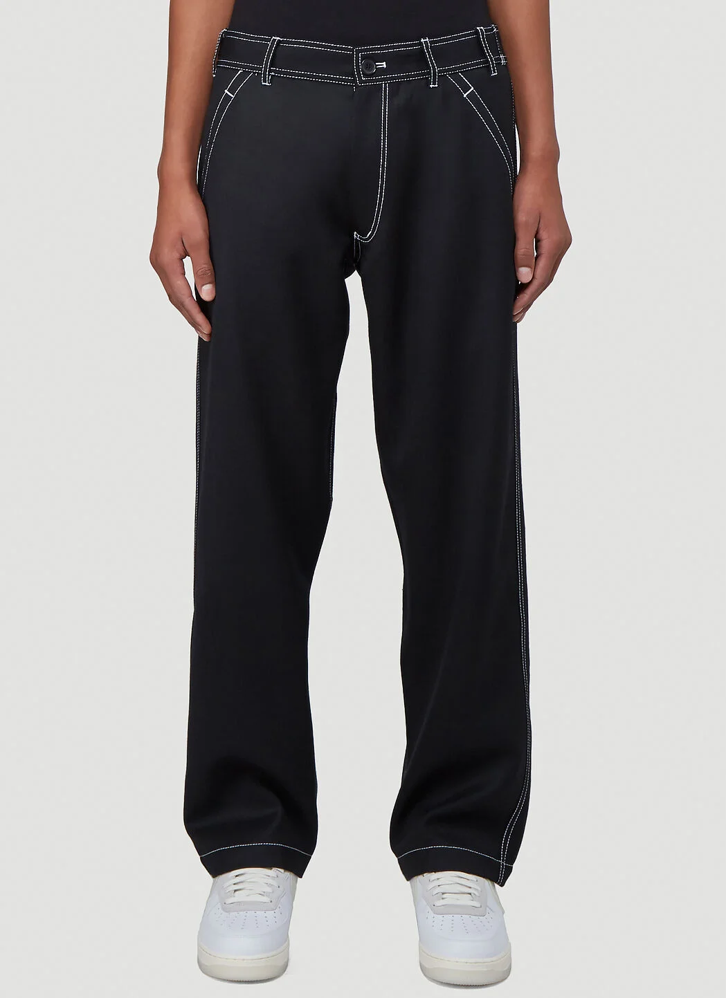 Contrast-Stitch Pants - 1