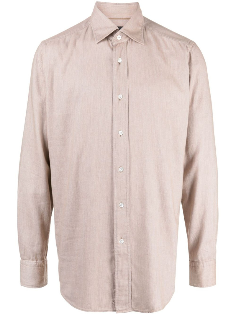 mélange-effect spread-collar 셔츠 1