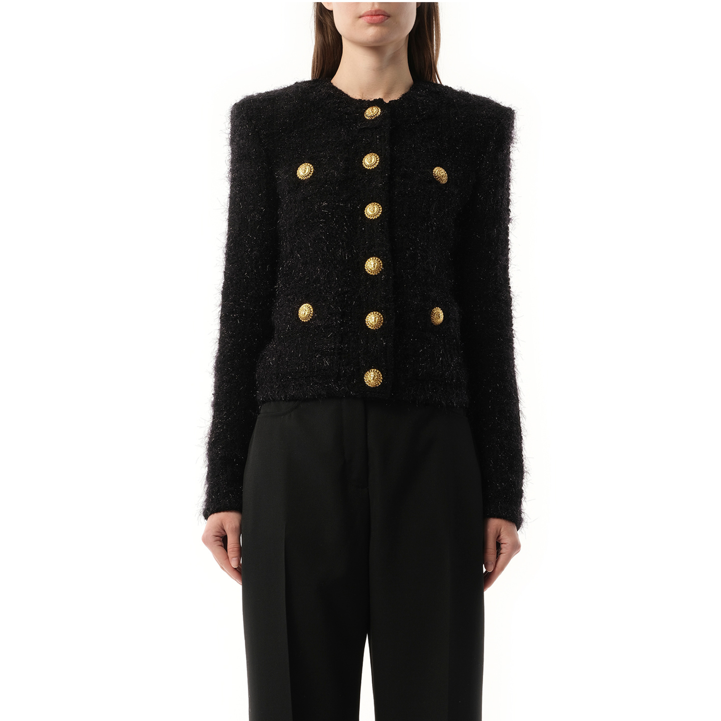 ジャケット BALMAIN BUTTONED MAZE TWEED JACKET (DF1SK249KG43 0PA NOIR) Balmain Buttoned Maze Tweed Jacket in Black | marais