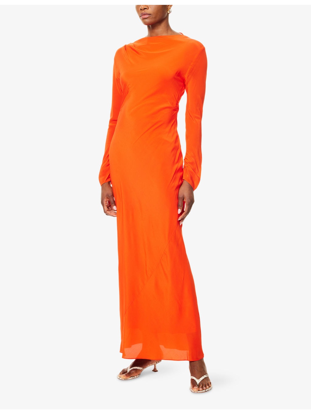 Fresca Gathered Silk Midi Dress - 3