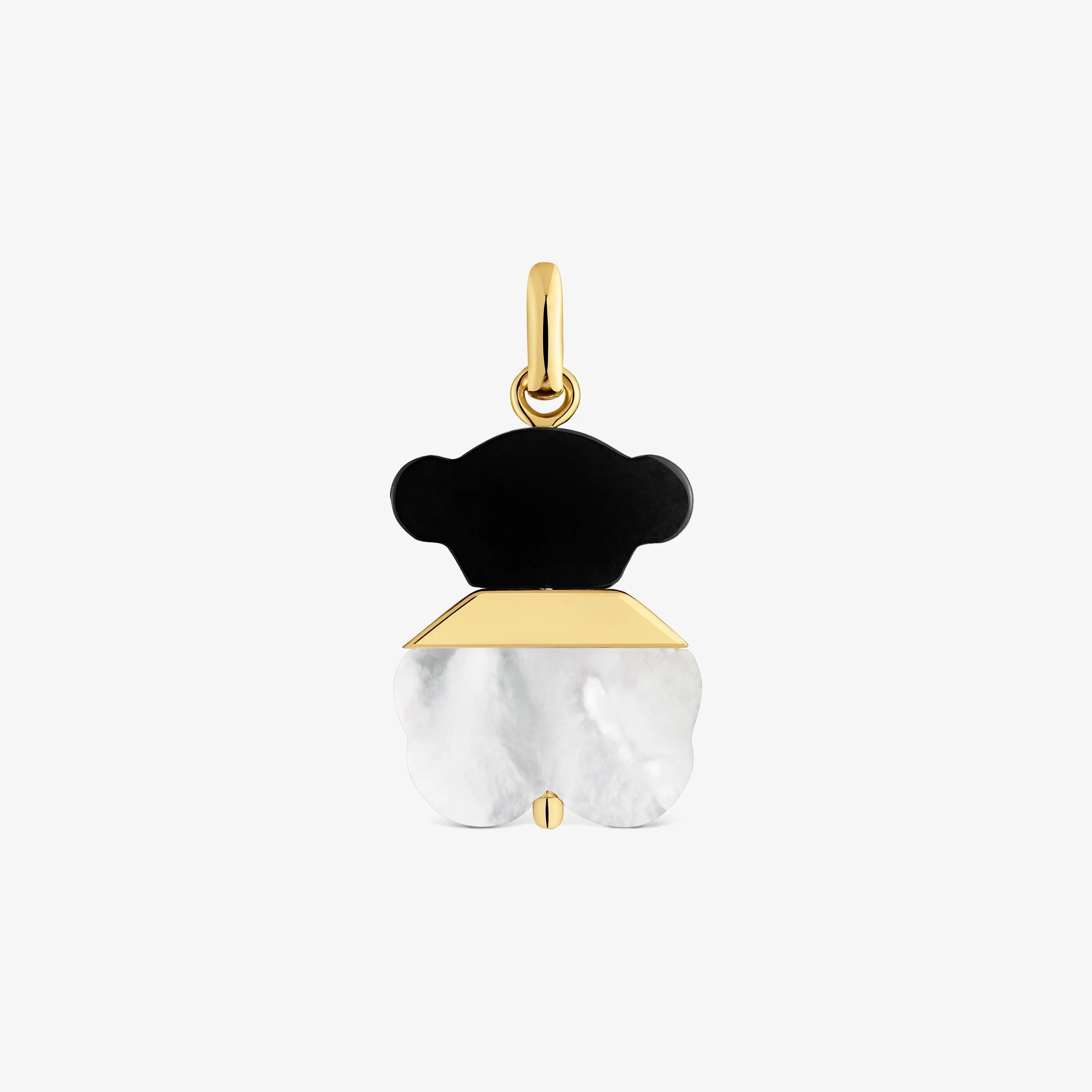 16 mm Pendant with 18K gold vermeil, mother-of-pearl and onyx Sweet Dolls - 1