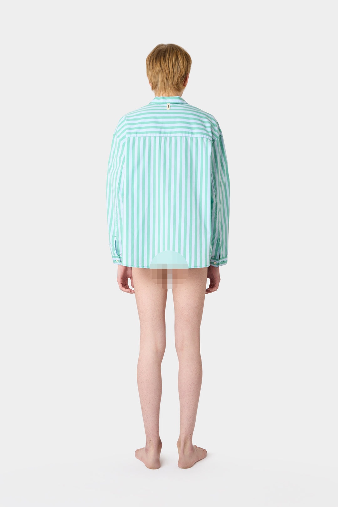 OVER SHIRT / green & azure stripes - 7