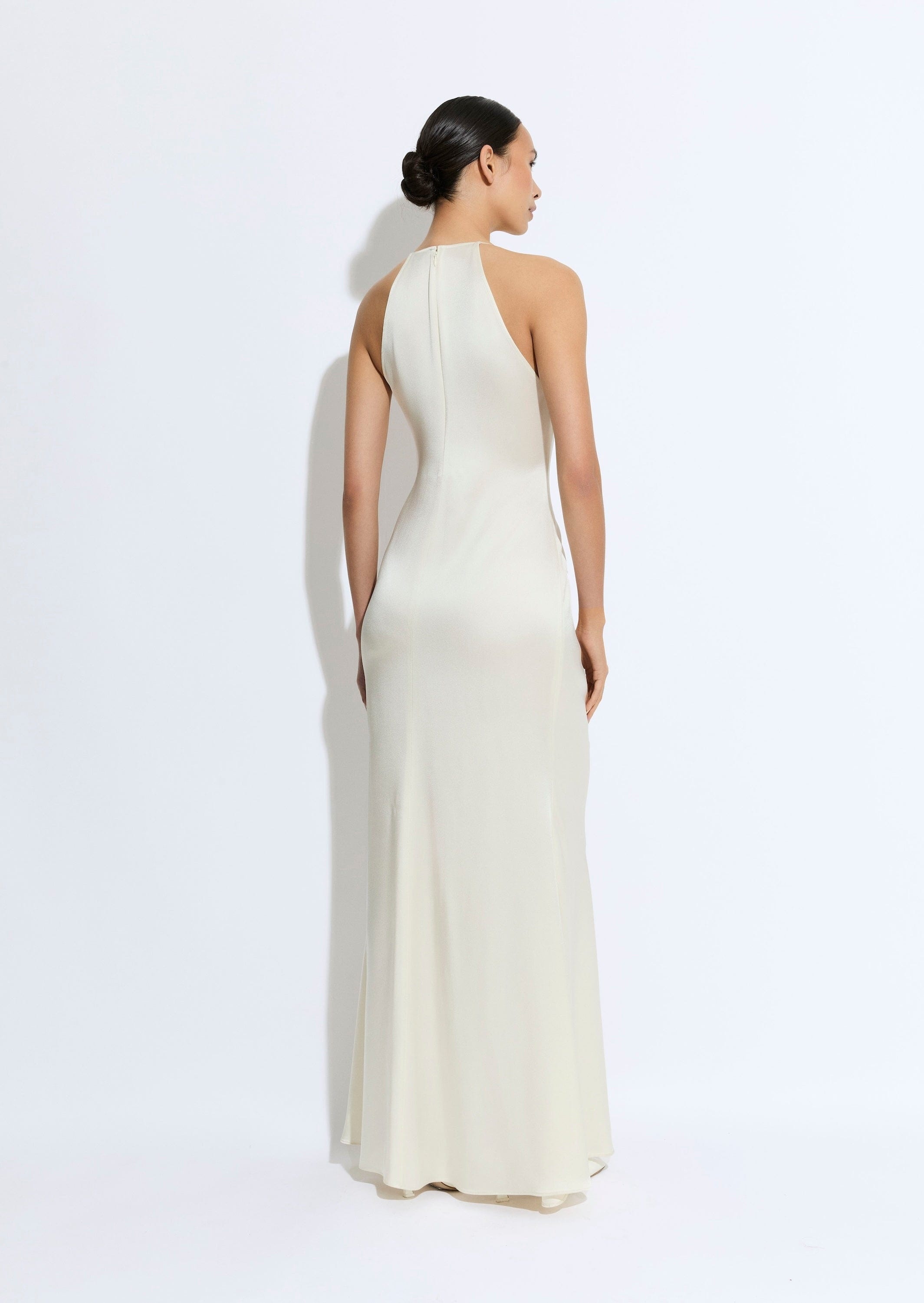 Satin Cowl Neck Tab Gown - 3