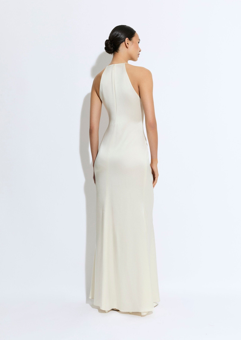 Satin Cowl Neck Tab Gown 3