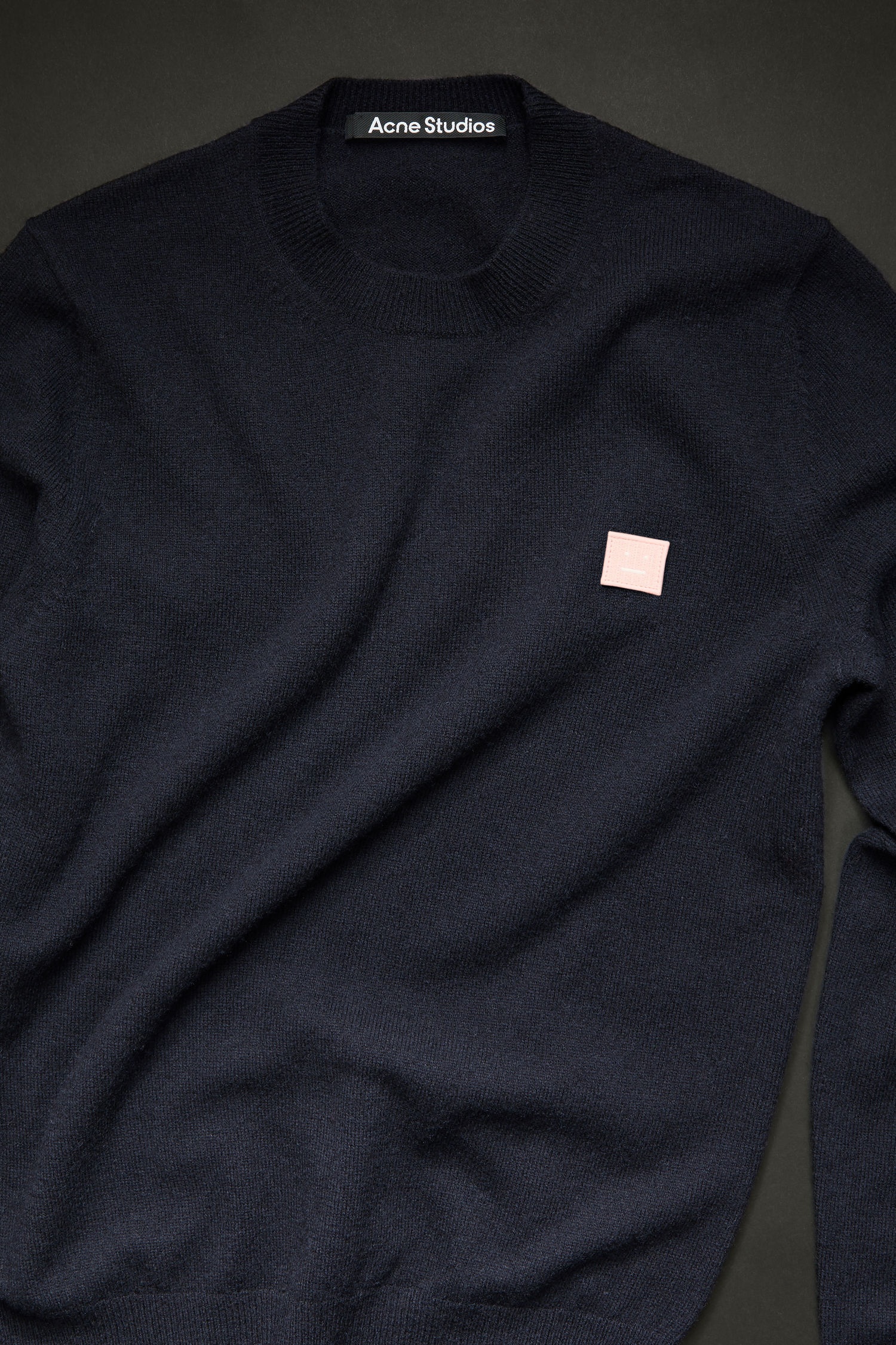 Wool crew neck sweater navy/pink - 4