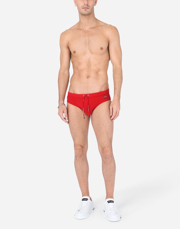 Swim briefs with high-cut leg and branded plate - 2