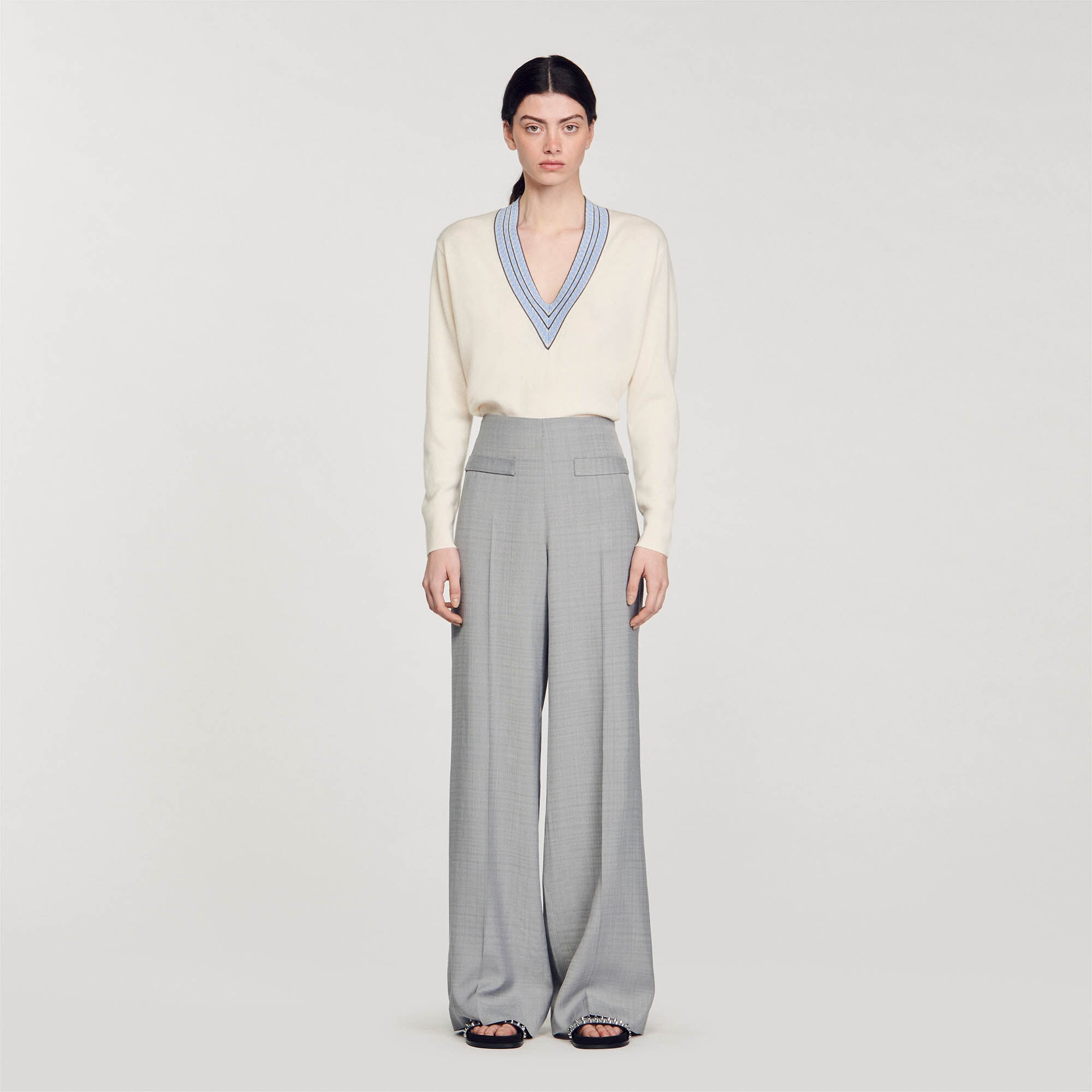 HIGH-WAISTED FLARED TROUSERS - 3