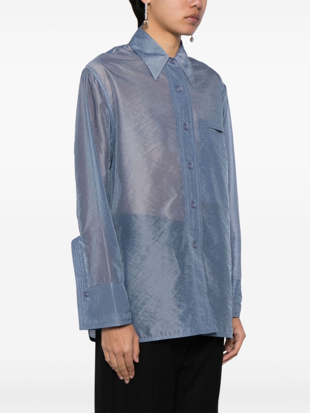 semi-sheer buttoned shirt - 3