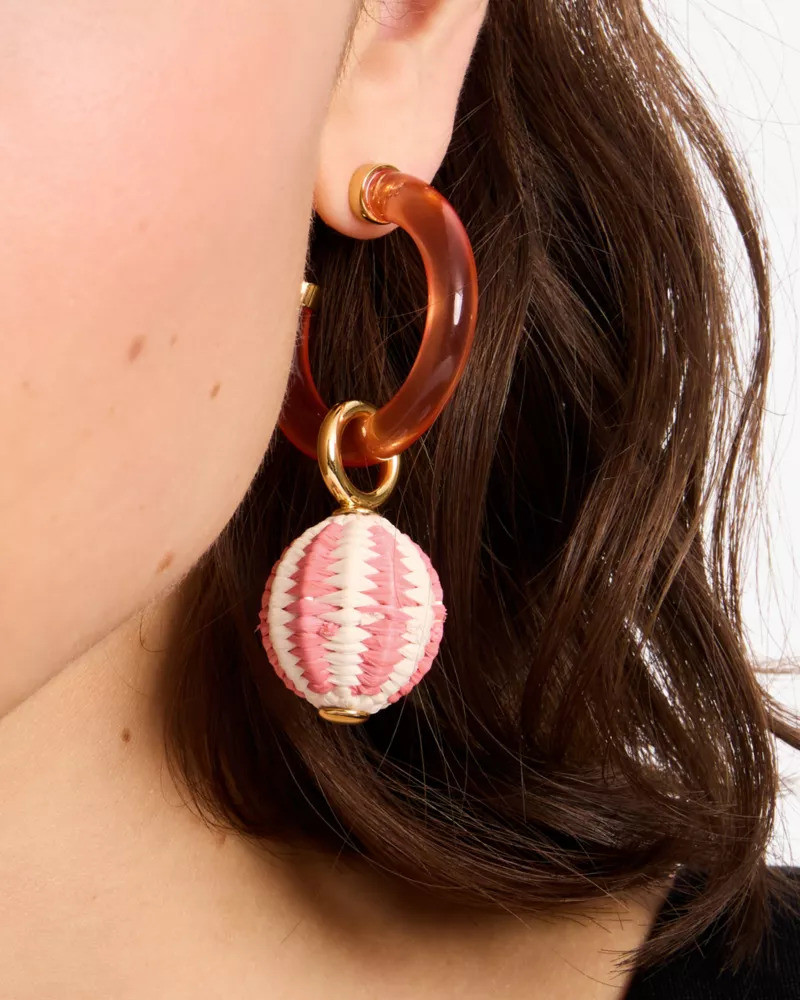 kate spade Feeling Bubbly Raffia Charm Hoops outlook