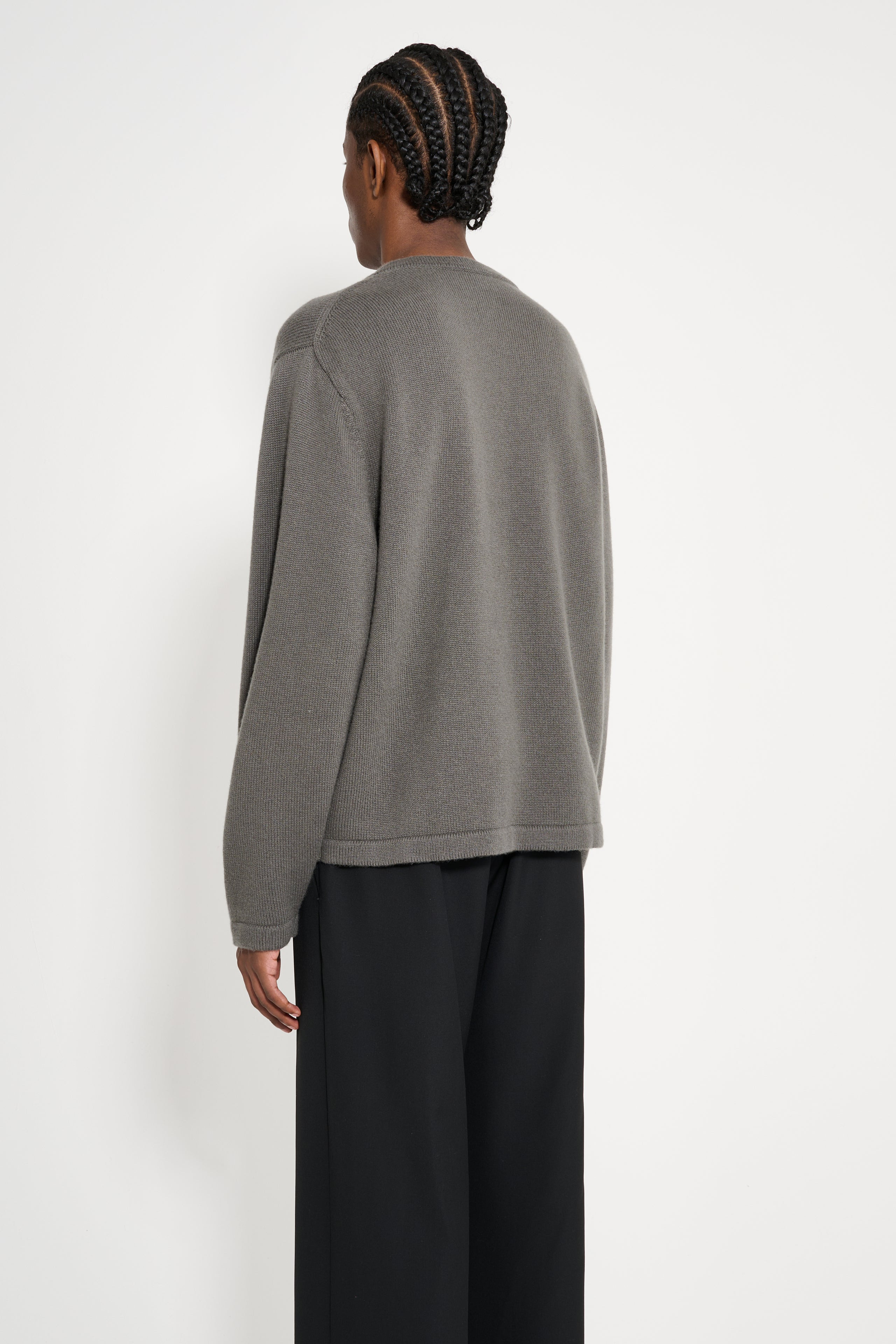 LADY WHITE CO. WOOL CASHMERE SWEATER MARINE GREY - 4