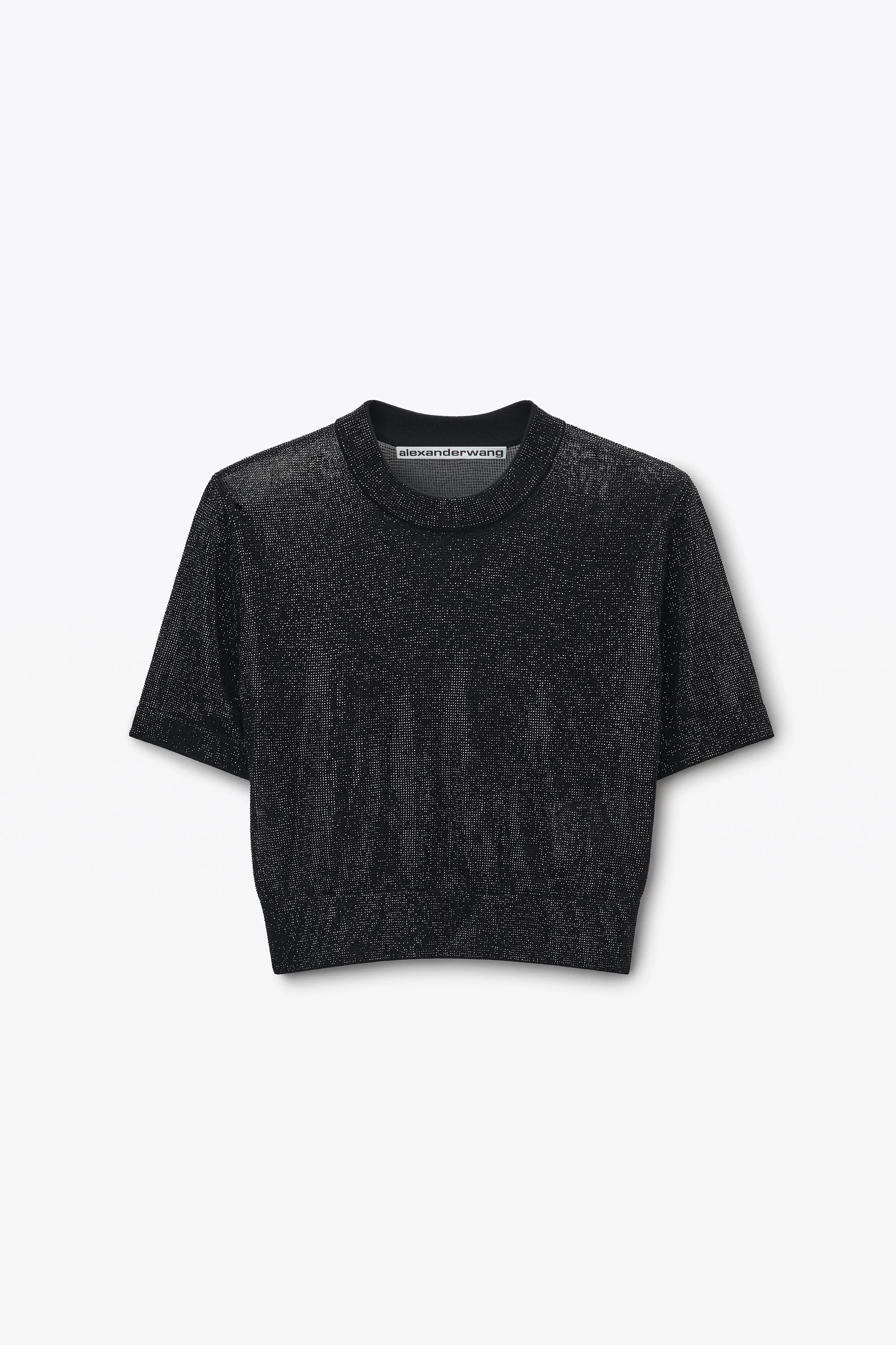 Black Clear Bead Hotfix Crewneck Tee - 1