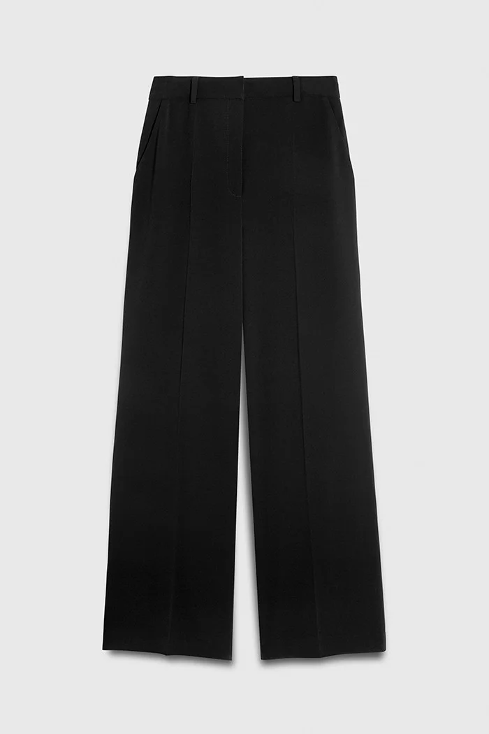 Clever Crepe Wide-Leg Trousers Black - 1