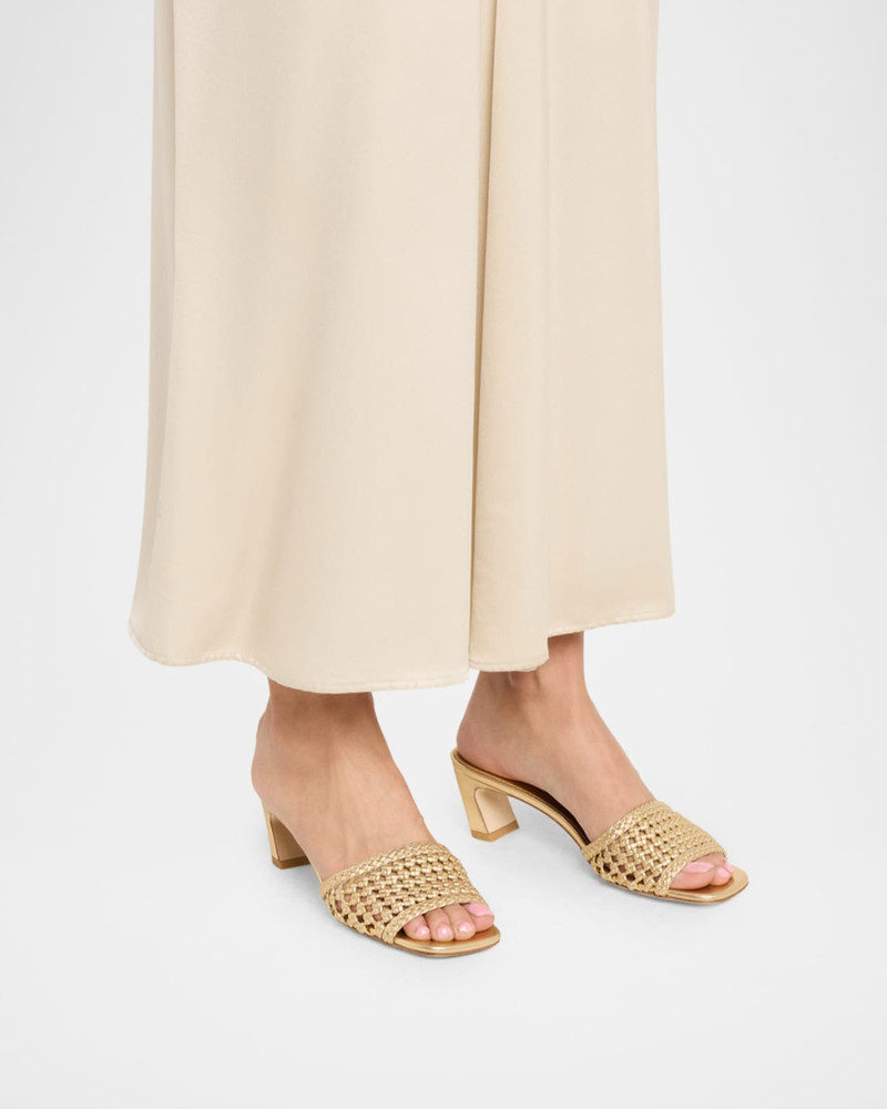 Stuart Weitzman 50mm Marina Woven Metallic Leather Mules outlook
