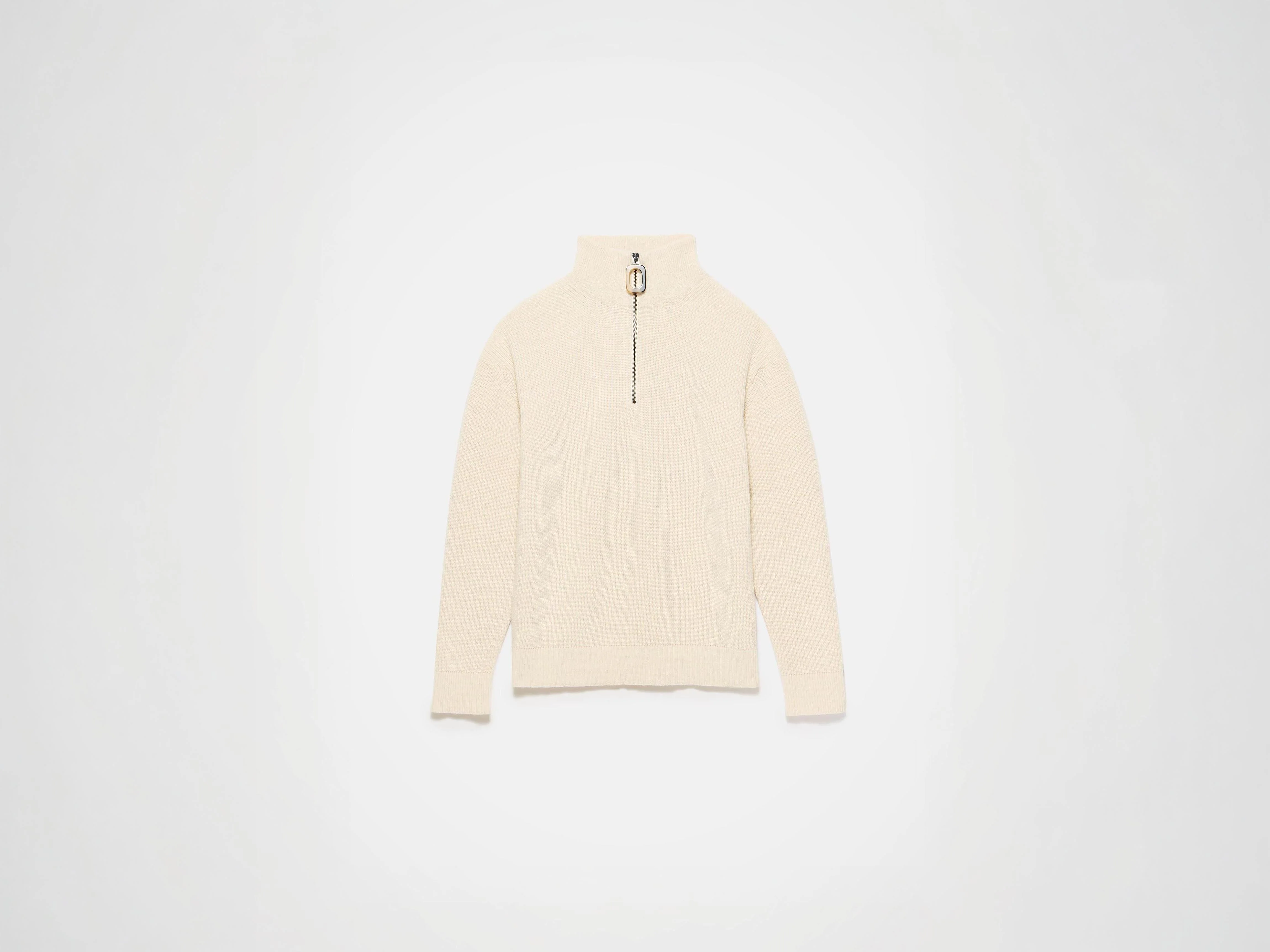 MENS HALF ZIP JUMPER IN IVORY - 1