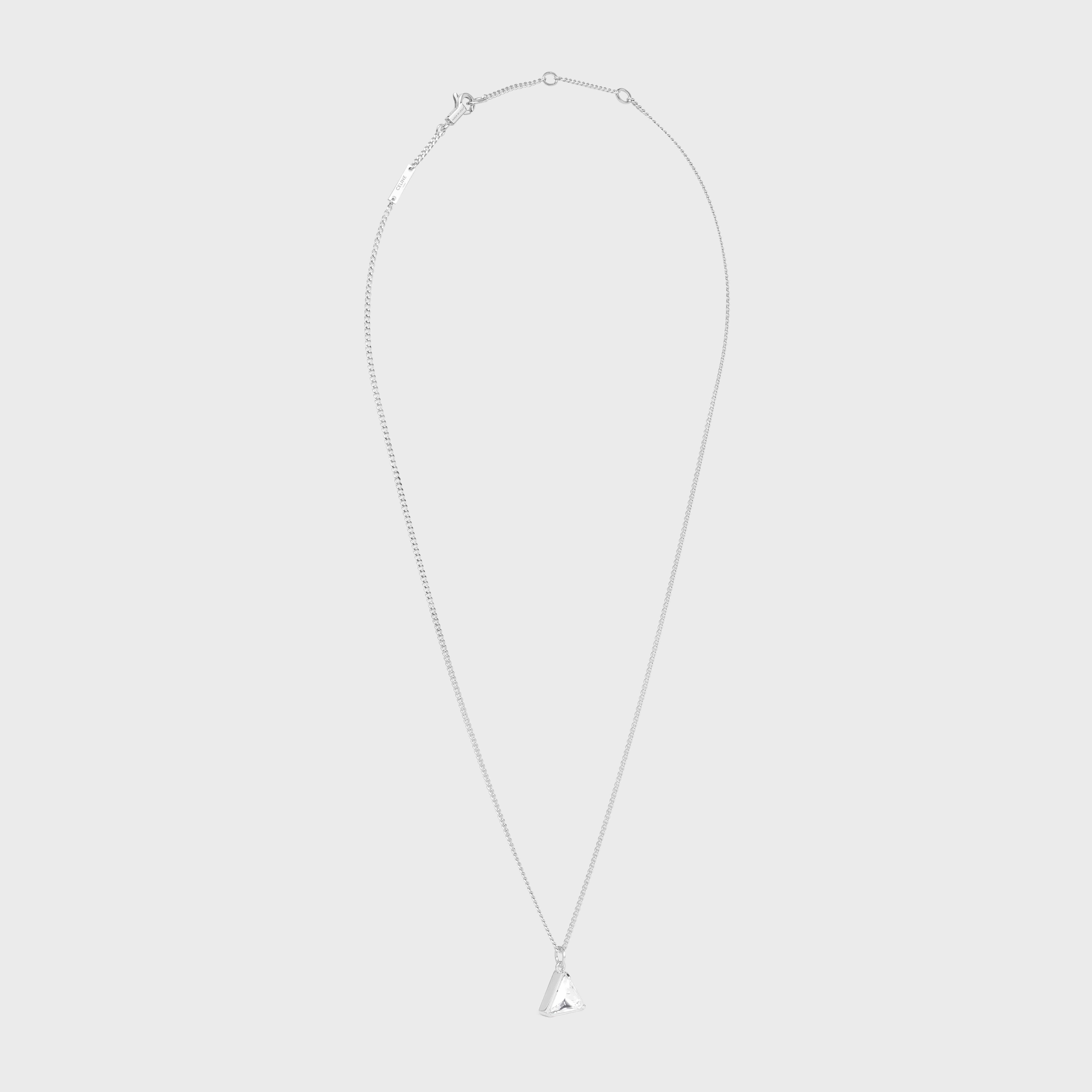 Boy Doll Triangle Necklace in Brass with Rhodium Finish and Strass - 3