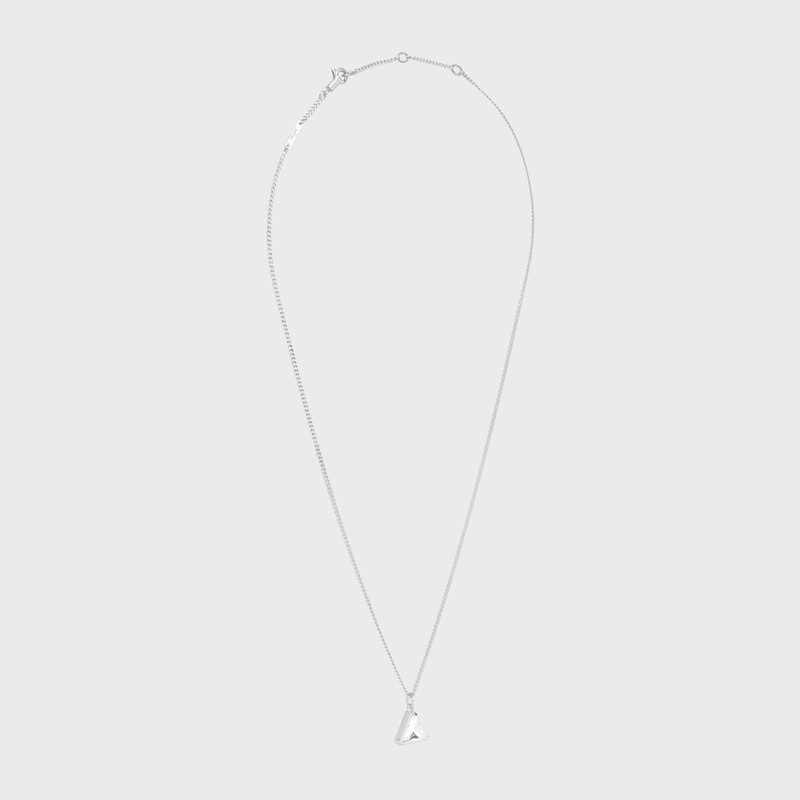 Boy Doll Triangle Necklace in Brass with Rhodium Finish and Strass 3