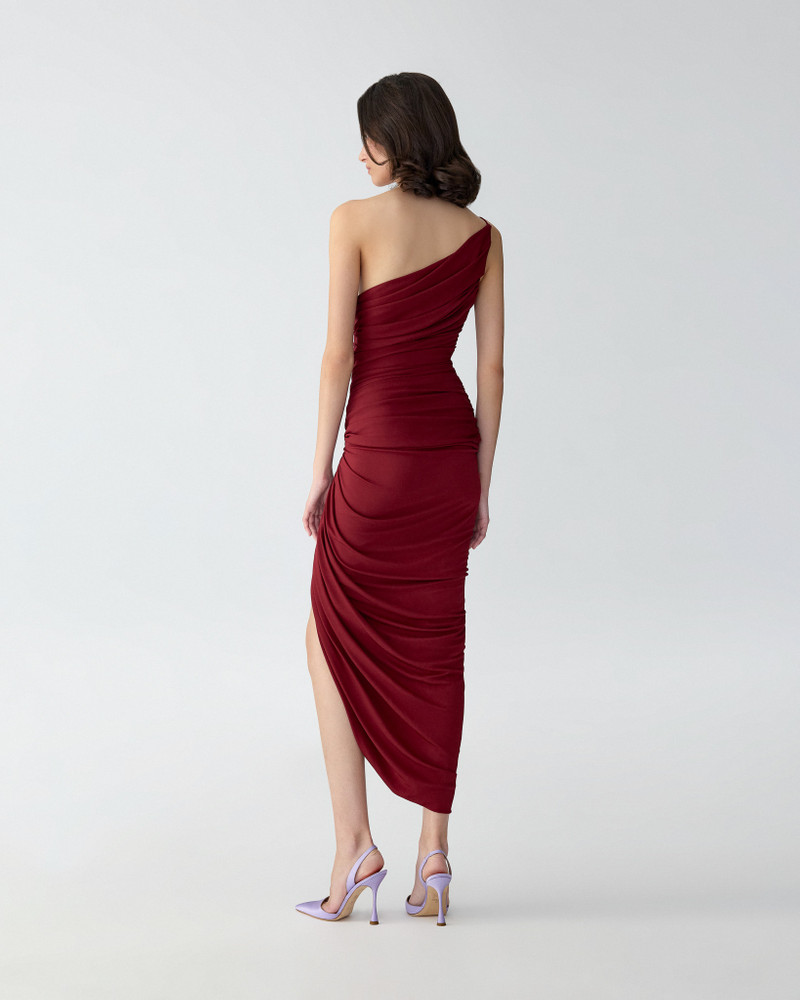 Asymmetric Ruched Midi Dress 3