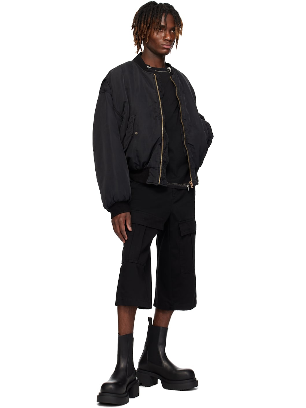 Black Chino Cargo Shorts - 4