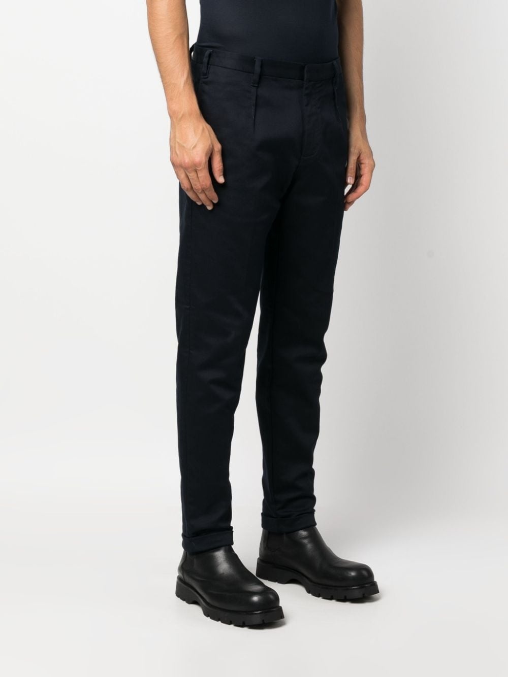 slim-cut cotton trousers - 3