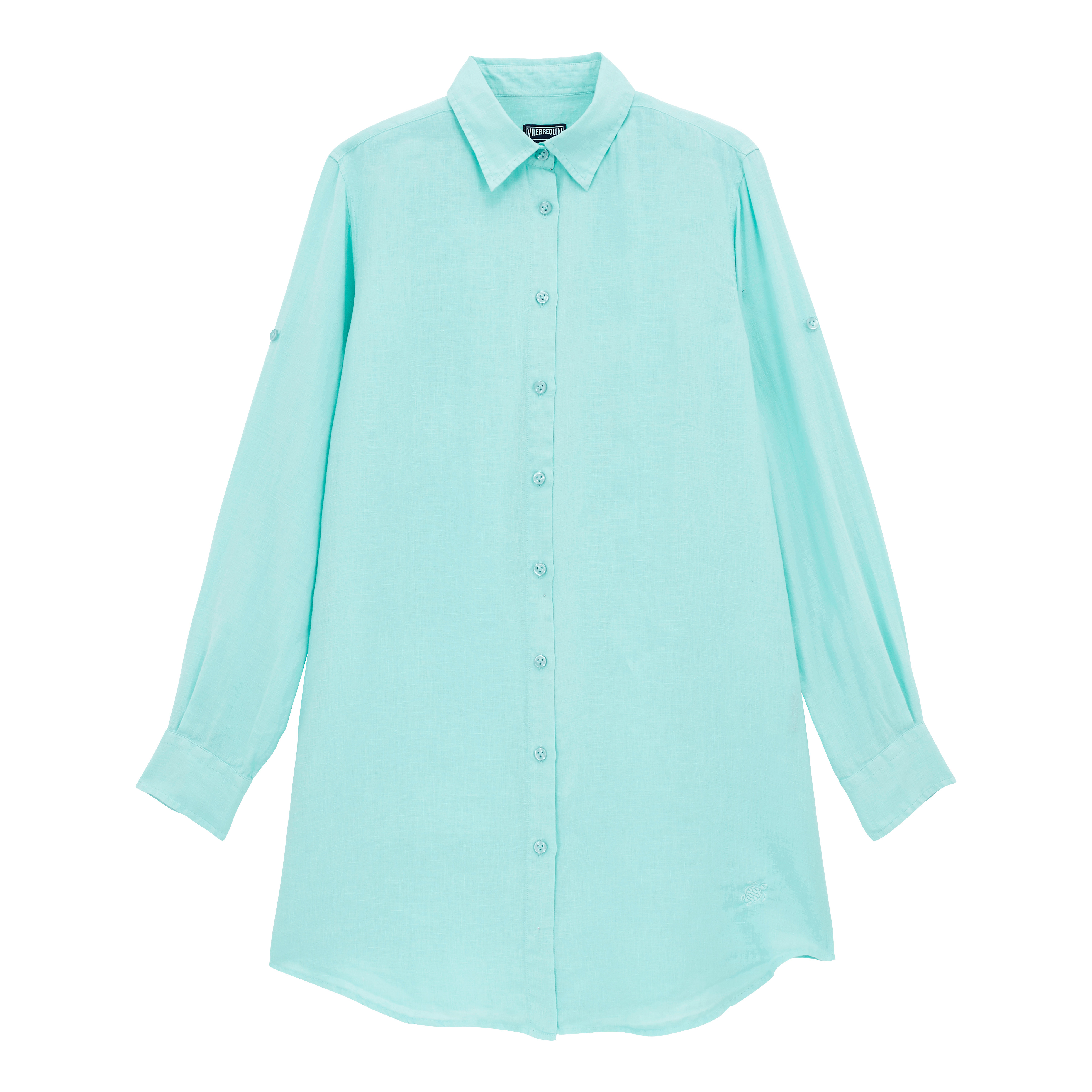 Women Linen Shirt Dress Solid - 1