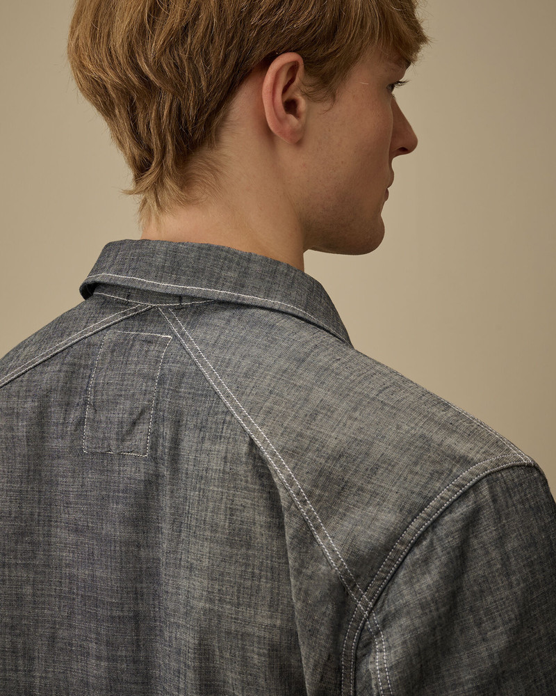 Chambray Long Sleeve Zip Shirt 6